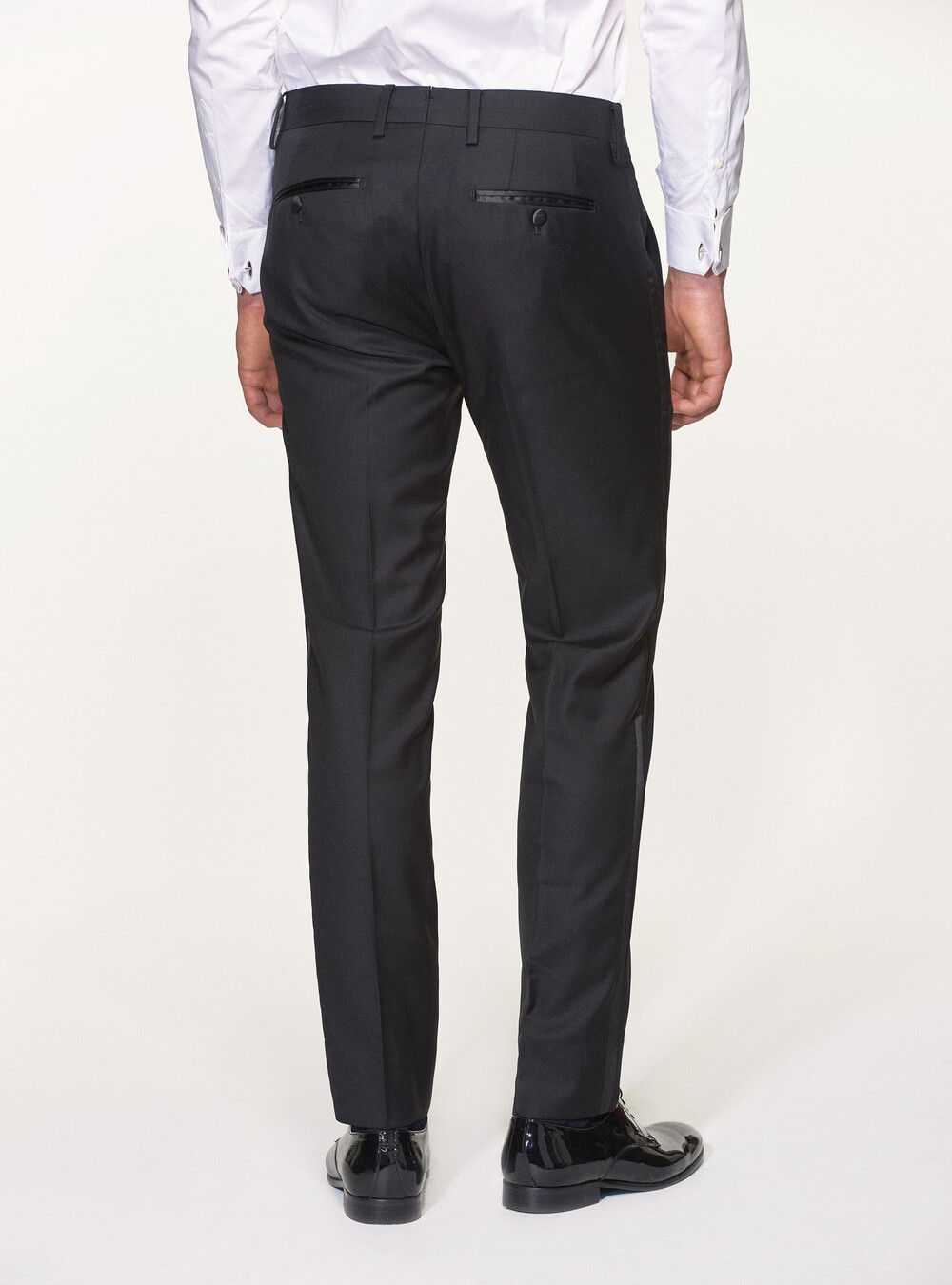 Pantaloni da Sposo a Righe in Raso Smoking Nero da Uomo Pantaloni da Sposo a Righe in Raso Smoking Nero da Uomo