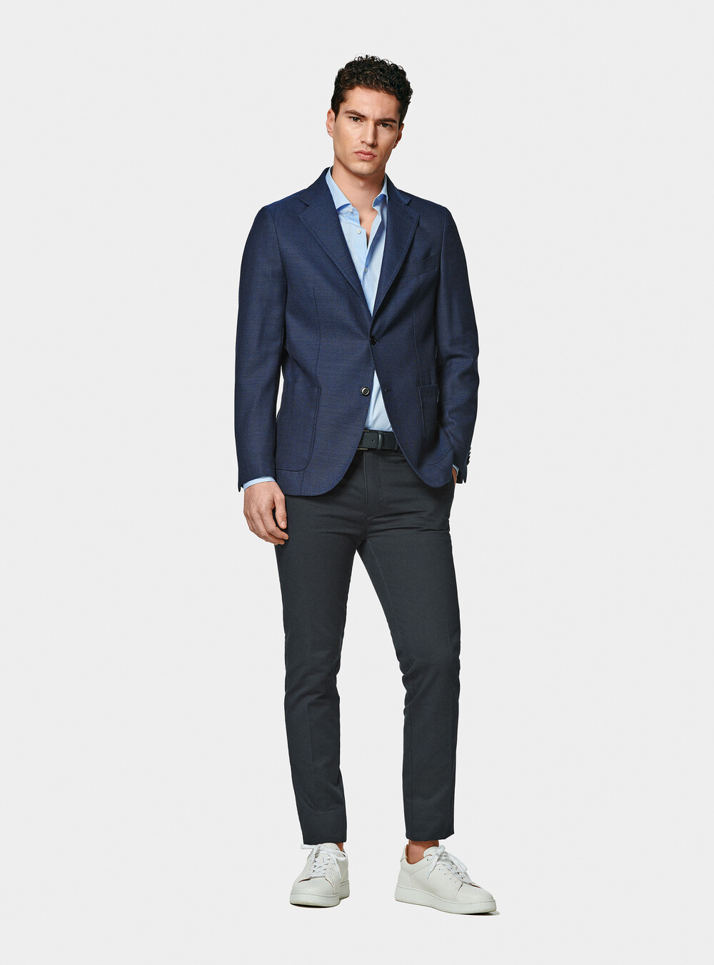 Giacca in pura lana micro texture, BLU Giacca in pura lana micro texture