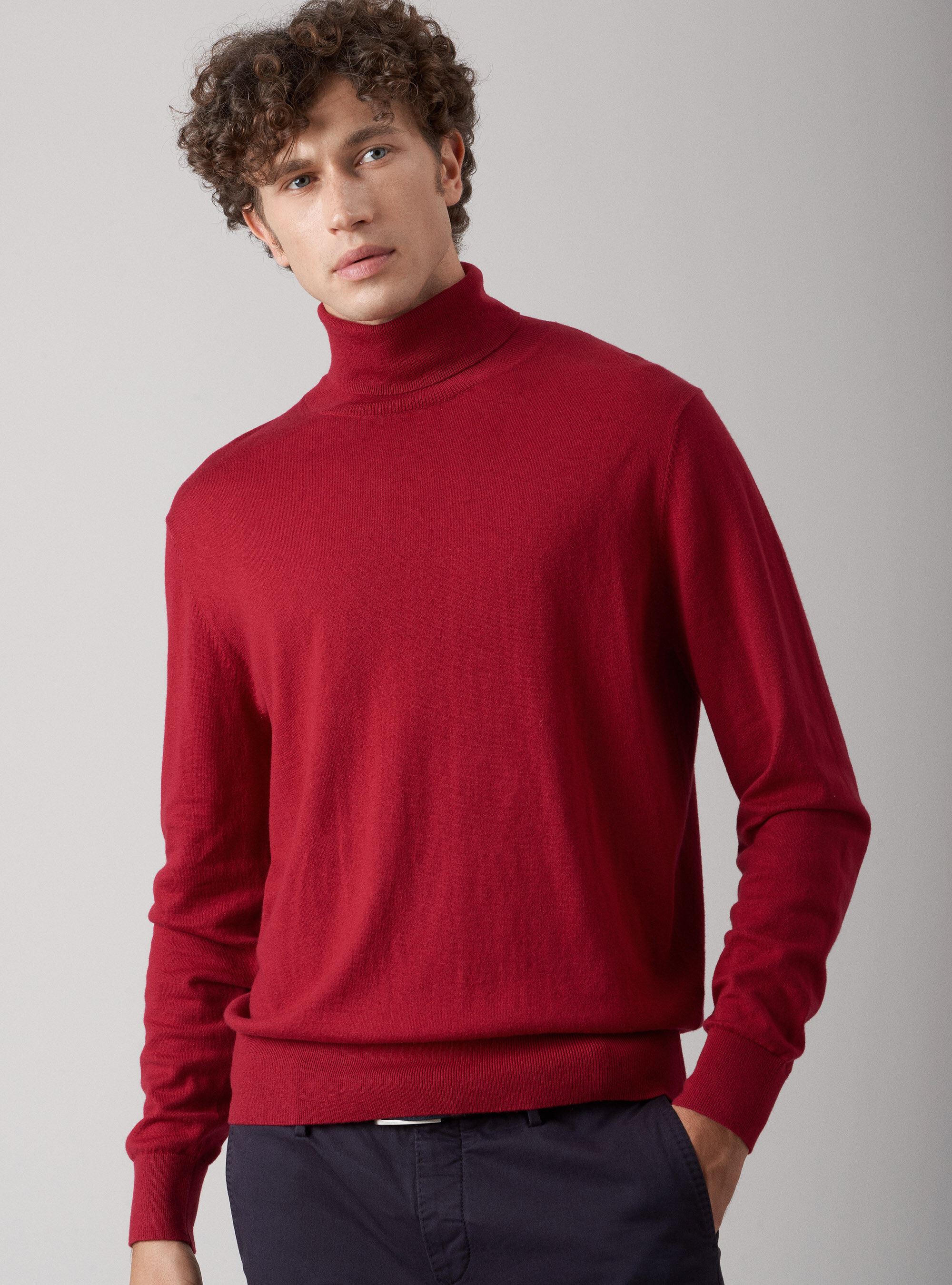 Cotton silk and cashmere turtleneck sweater