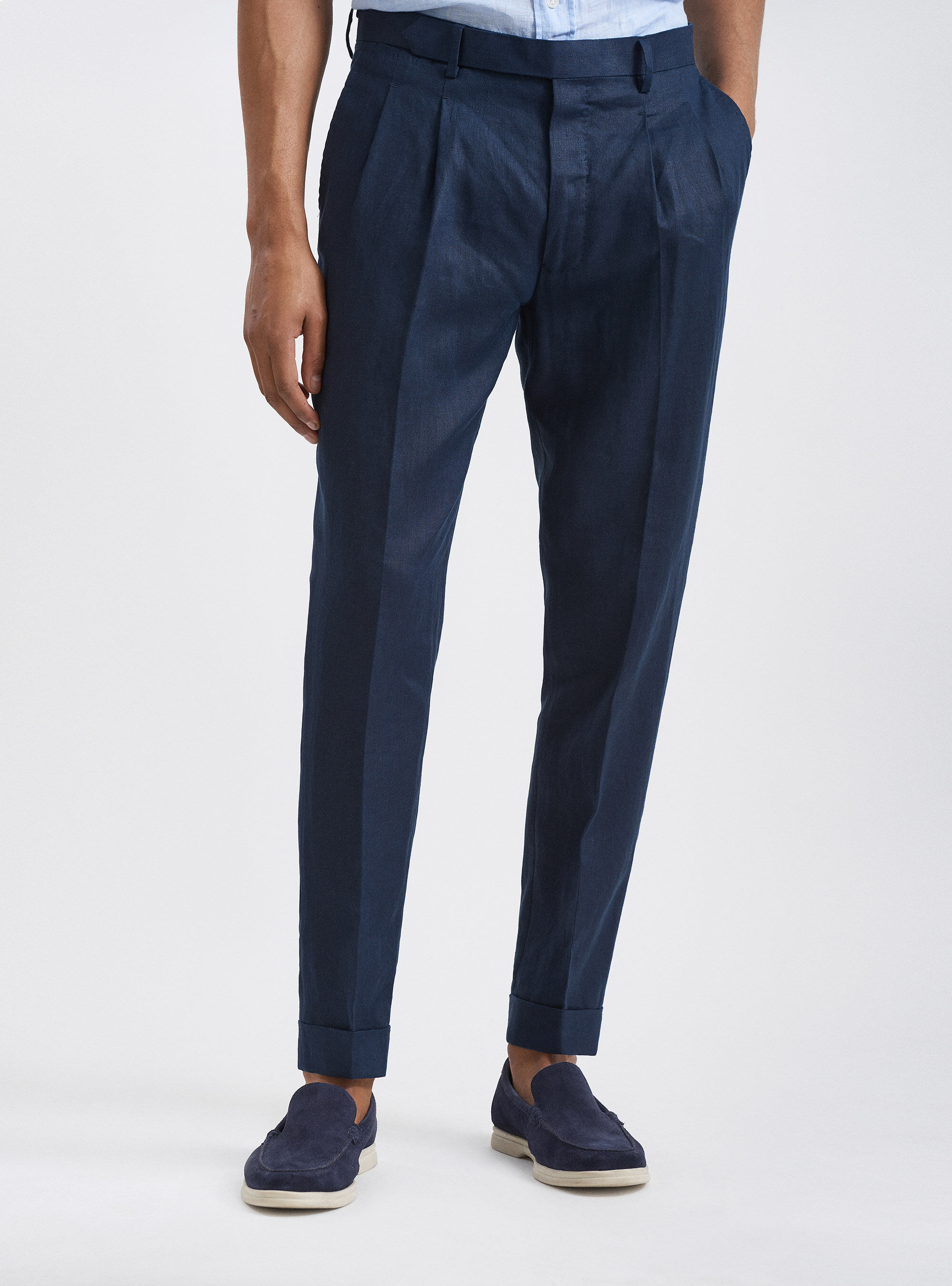 Pantaloni doppia pinces in puro lino | GutteridgeEU | Pantaloni Uomo