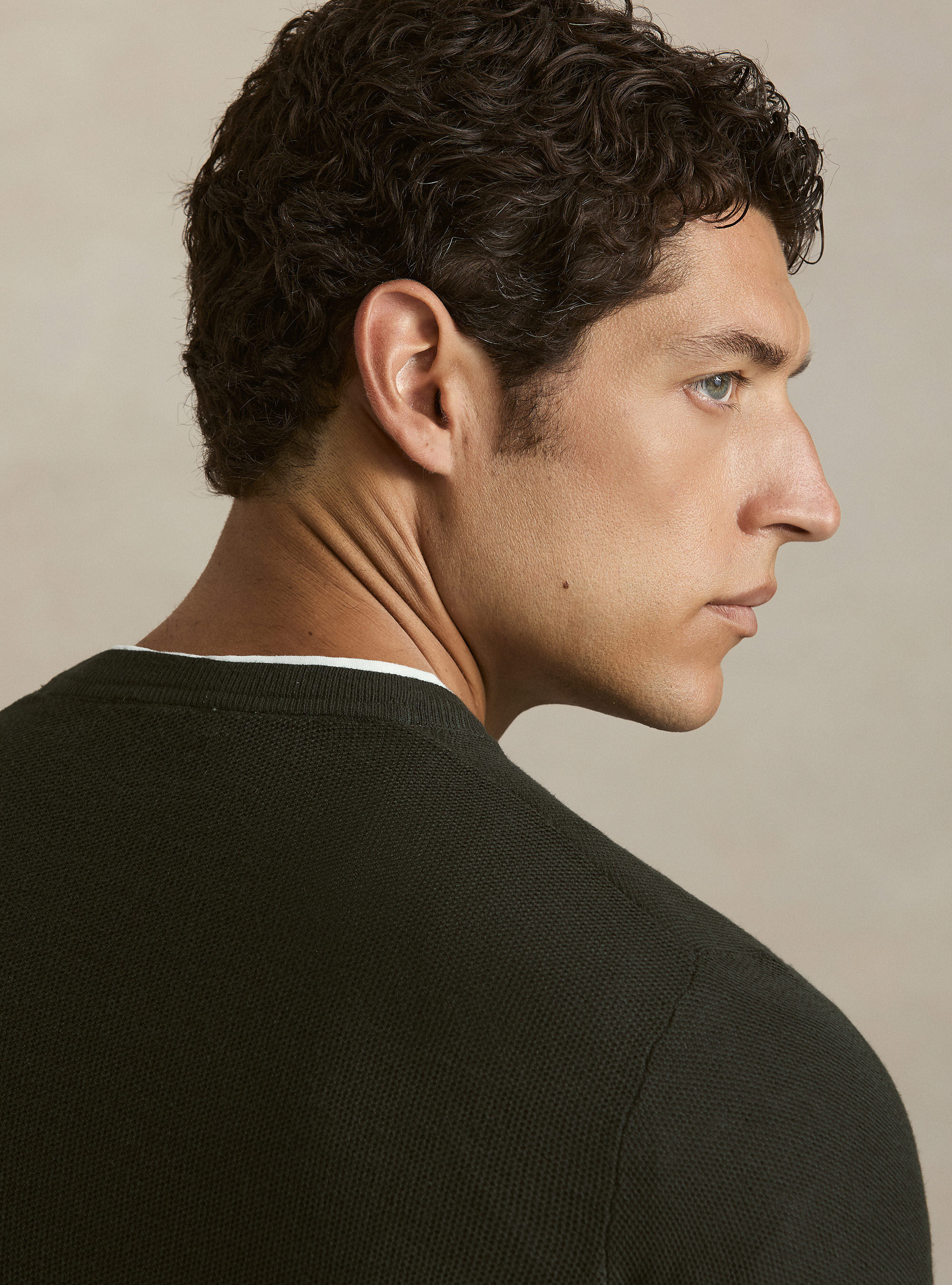 Girocollo in maglia nido d'ape in cotone cashmere, MILITARE 0609C