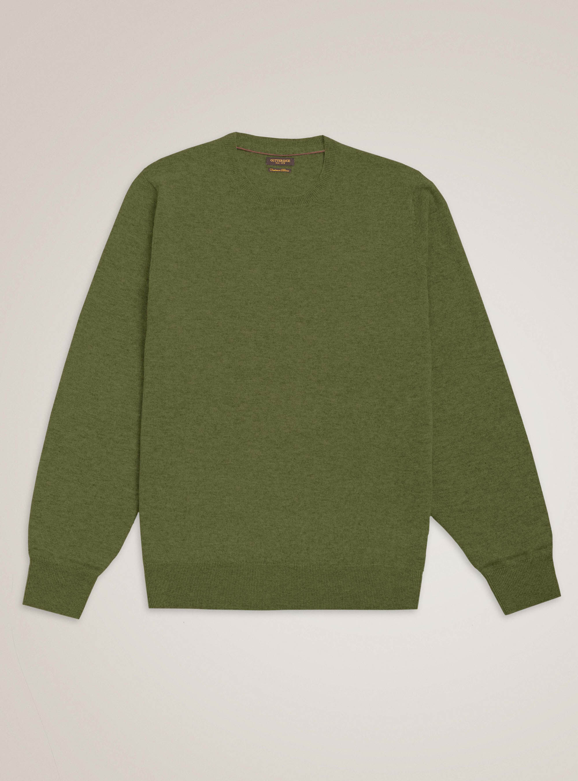 Maglia girocollo in lana lambswool e cashmere, OLIVA