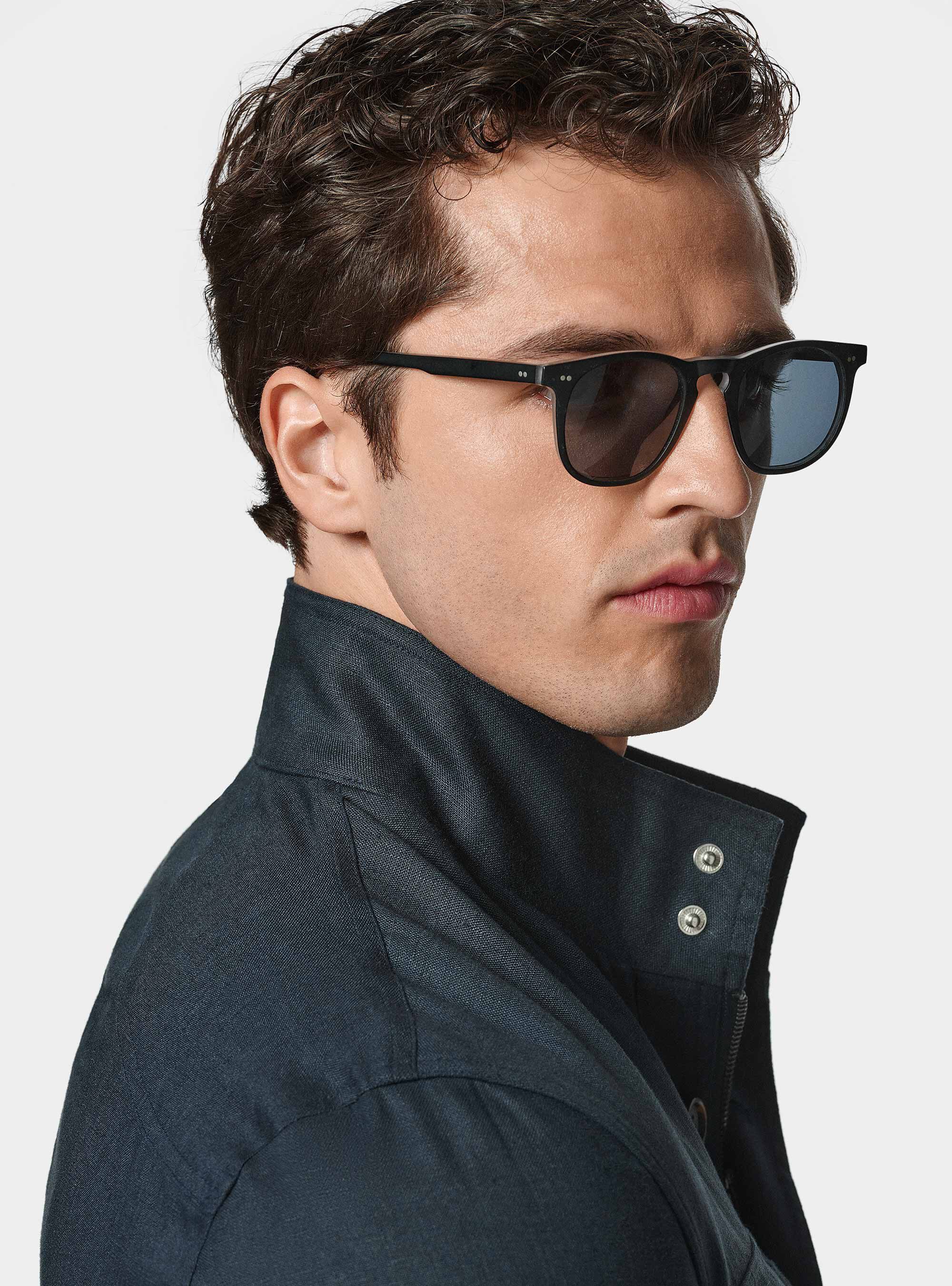 Field jacket in pure linen, NAVY BLUE