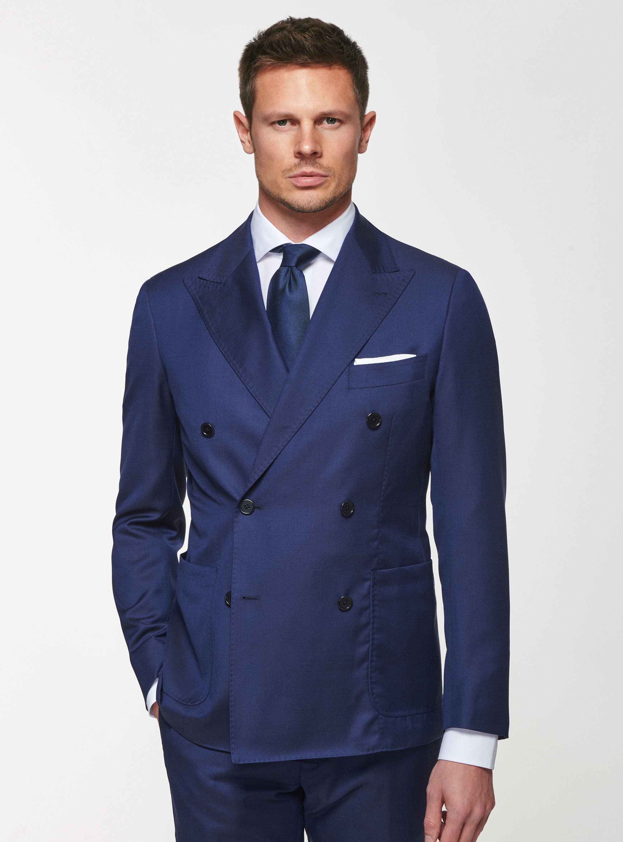 Veste crois e en pure laine
