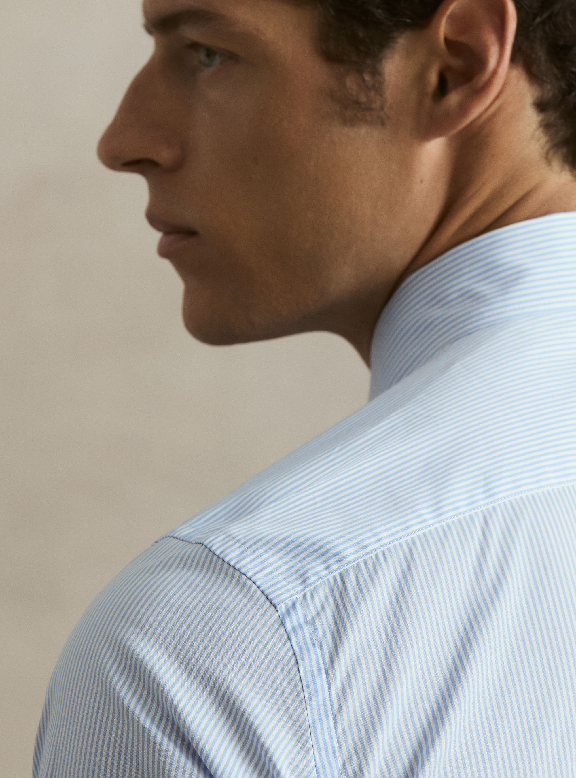 Striped cotton poplin stretch shirt, LIGHT BLUE