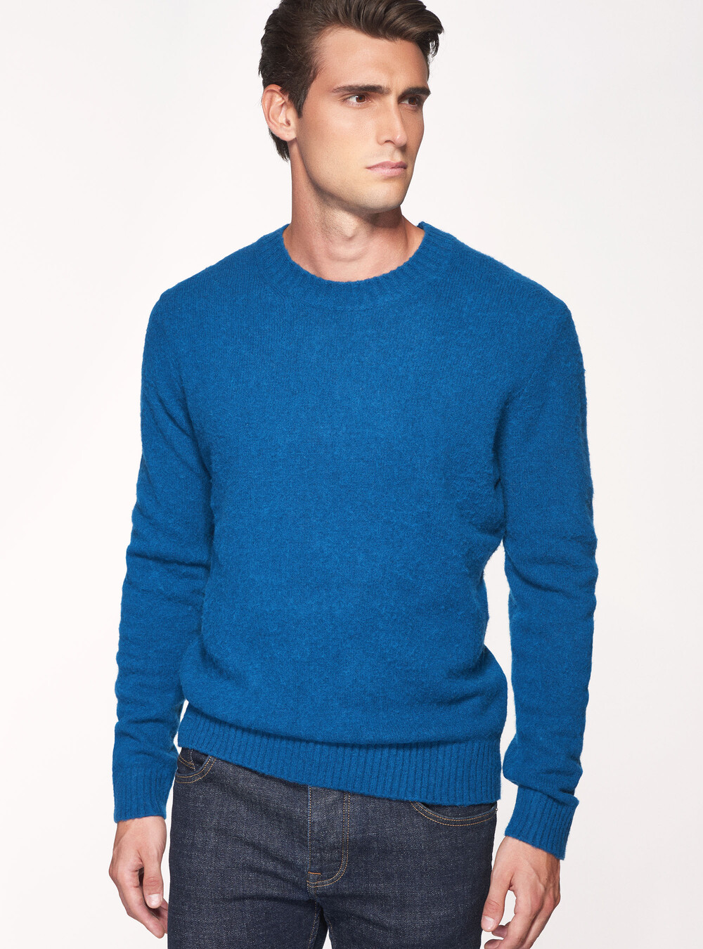 Brushed wool blend crew-neck sweater | GutteridgeEU | Men's Sweaters