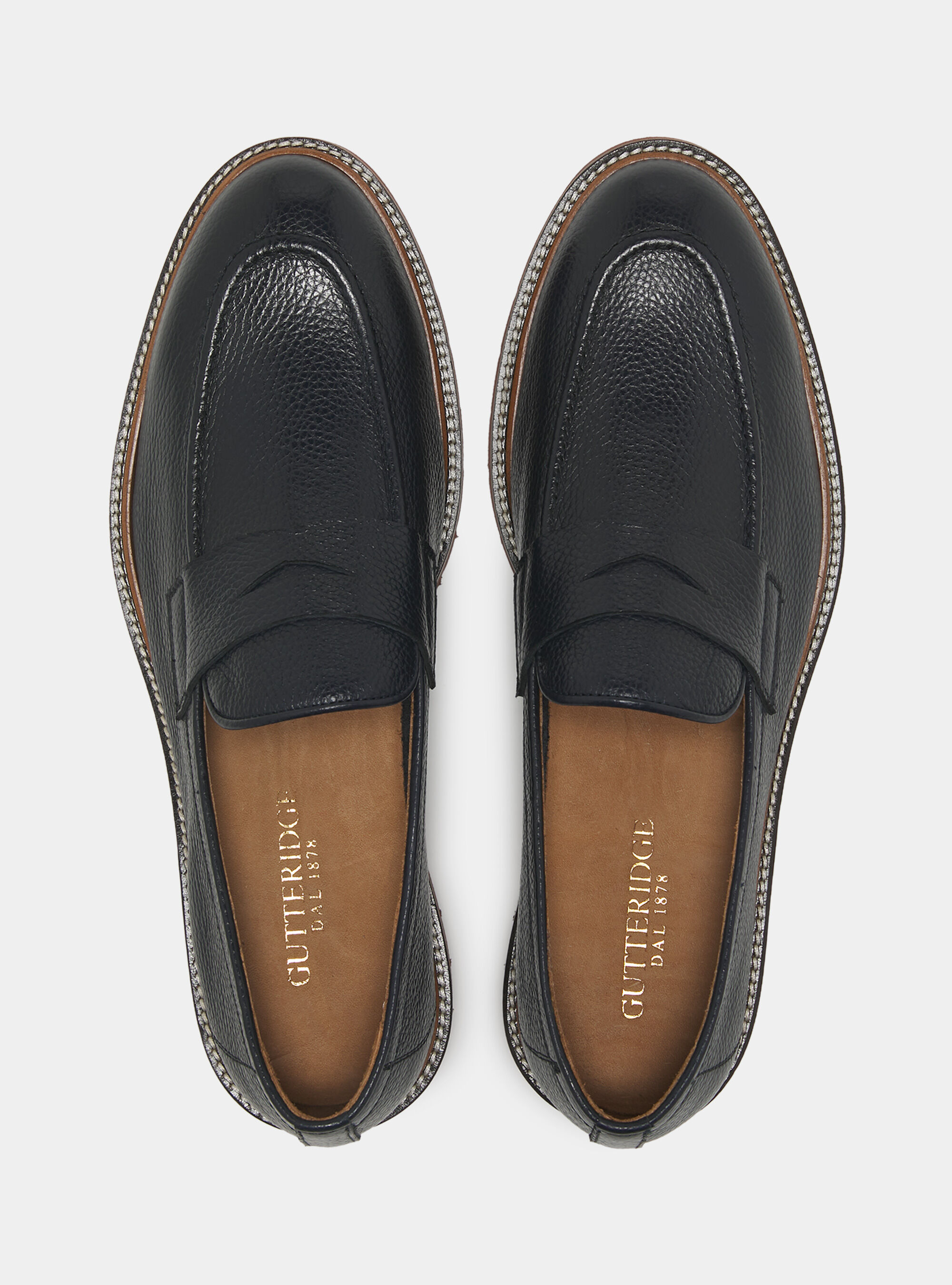 Leather loafers, NAVY BLUE