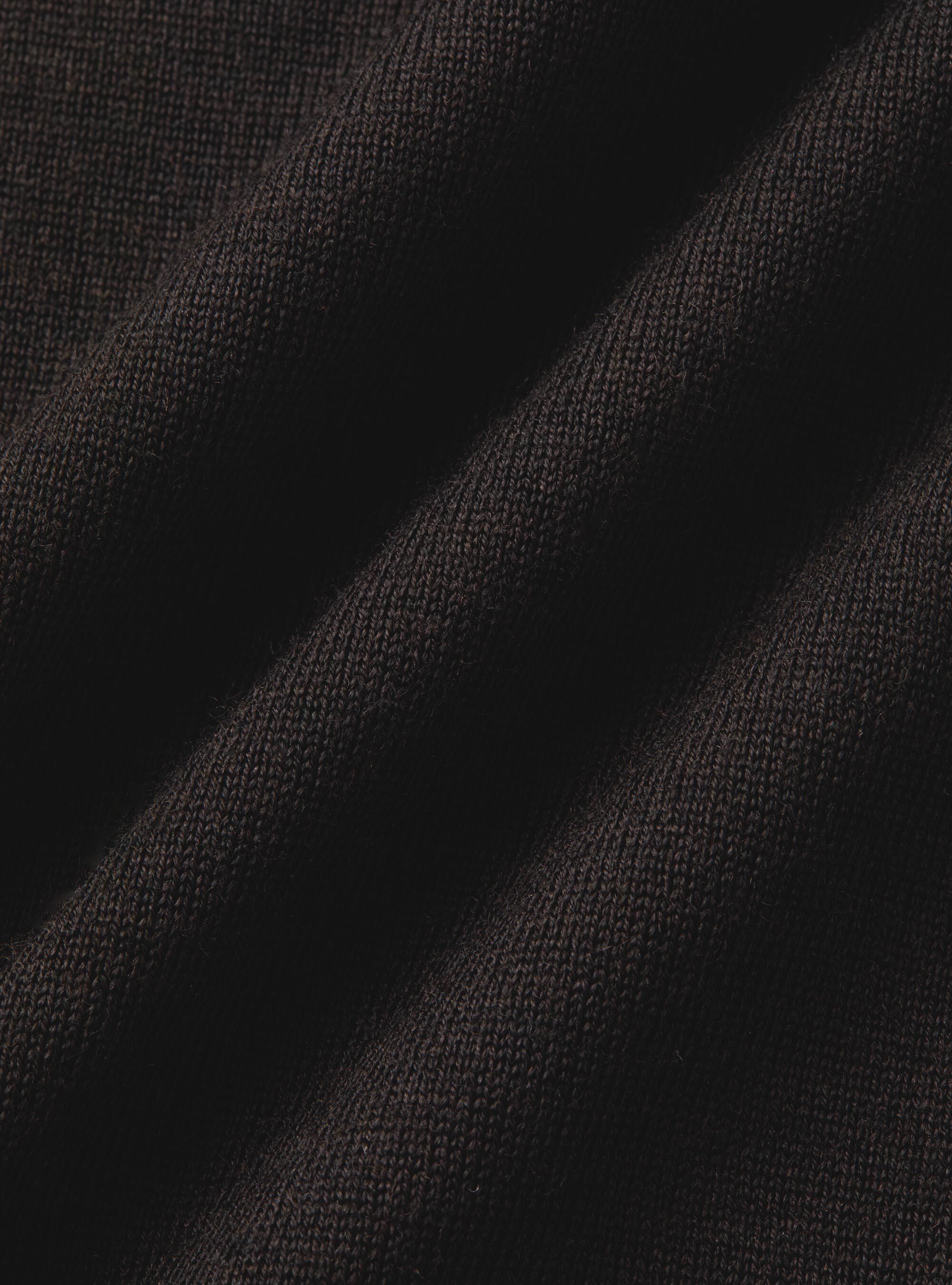 Extrafine merino wool knit polo shirt, BROWN