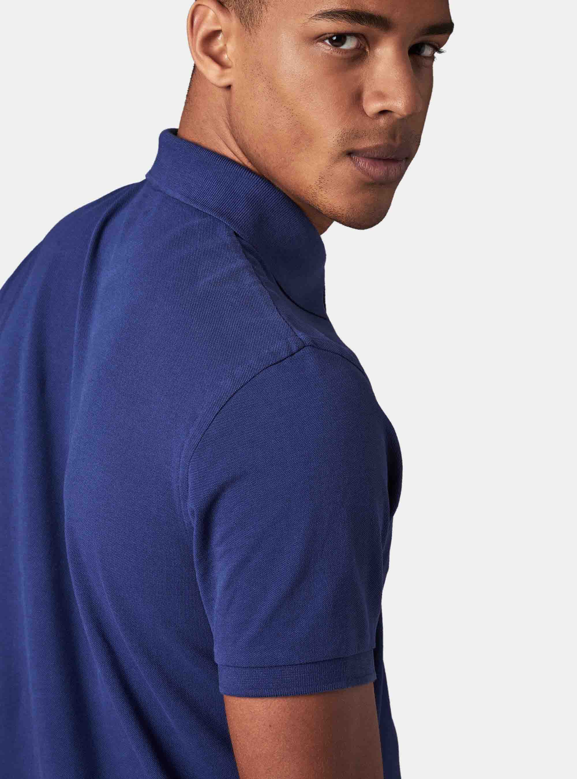 Polo basique en piqu&eacute;, BLEU