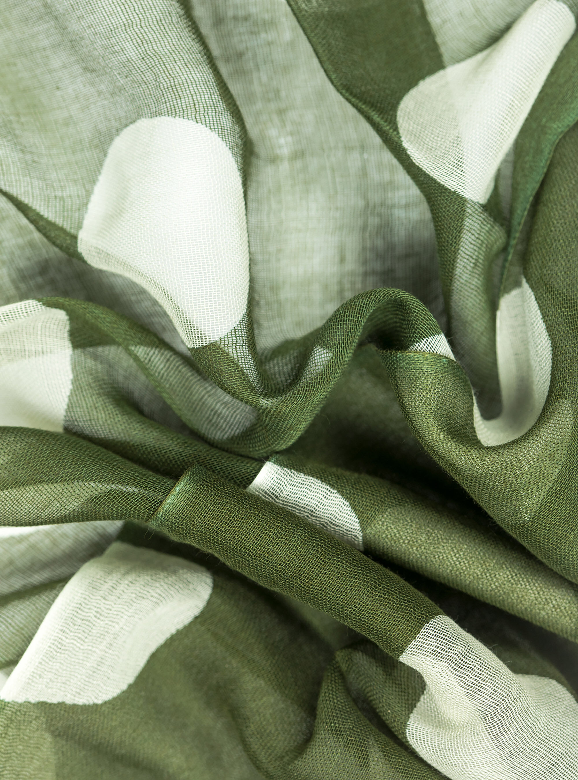 Baumwollschal mit gro&szlig;en Polka Dots, OLIVA 0614C