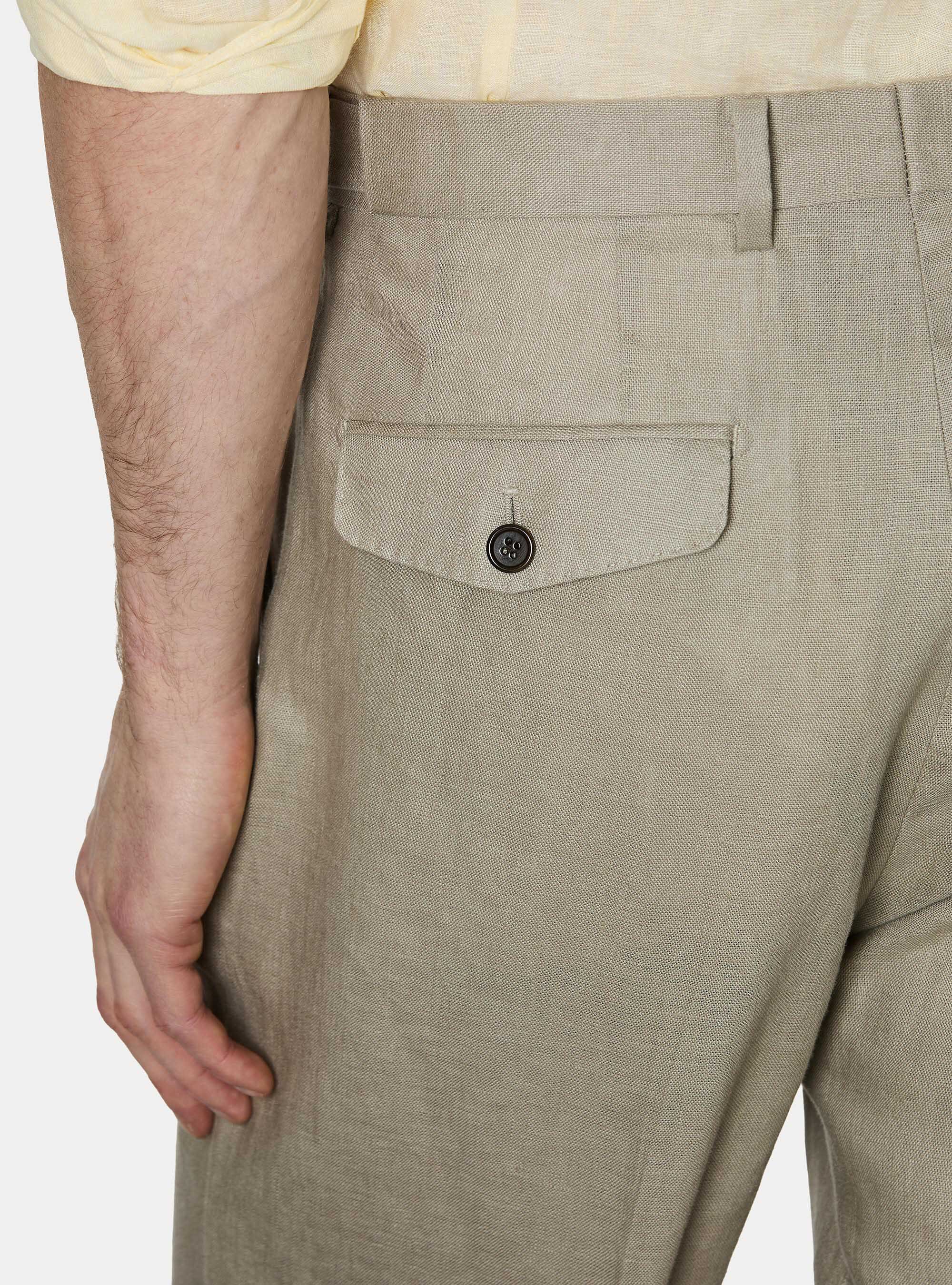Pantaloni con pince in puro lino, SABBIA