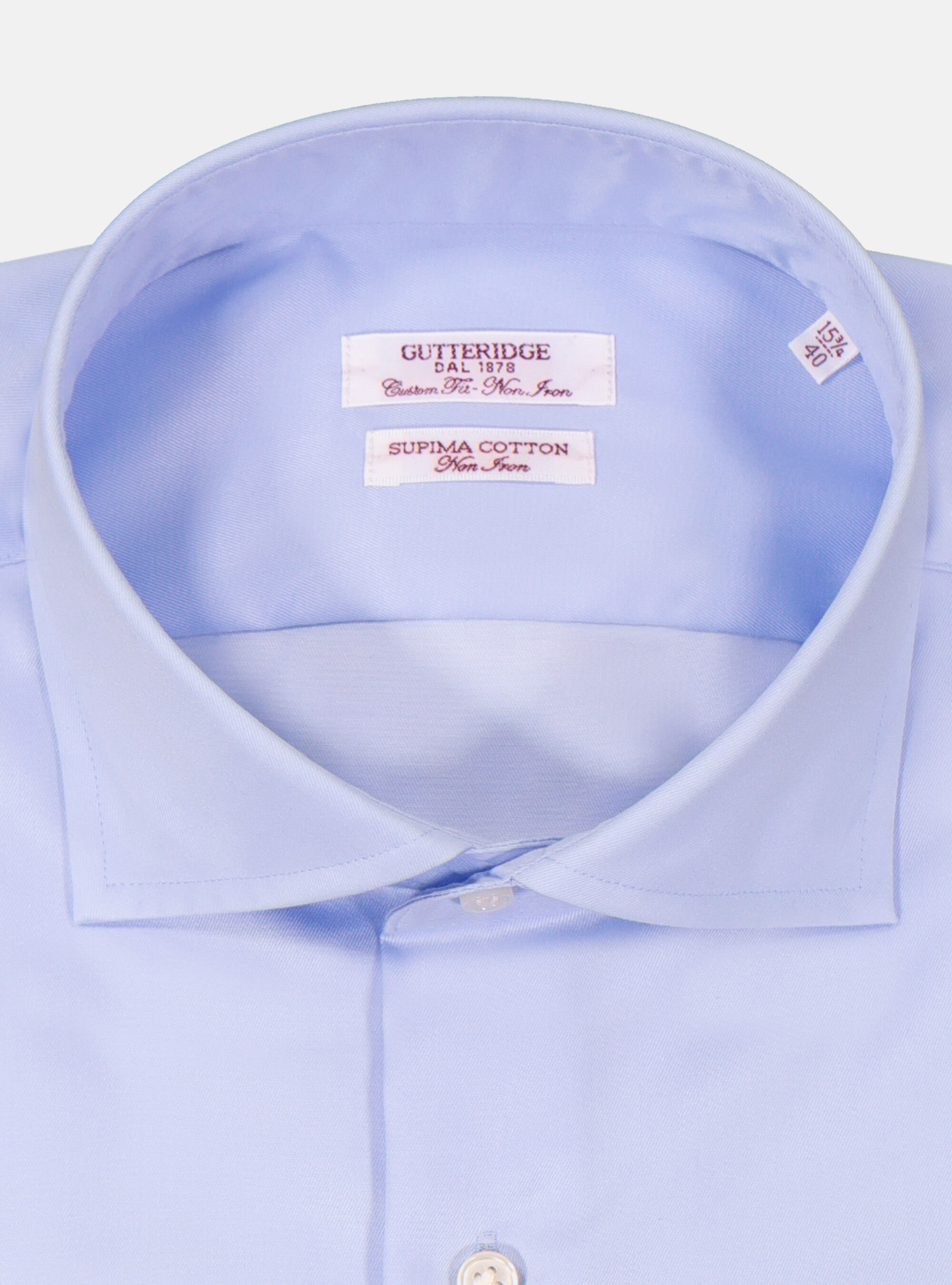 Camicia comfort fit classica in twill no iron, AZZURRO