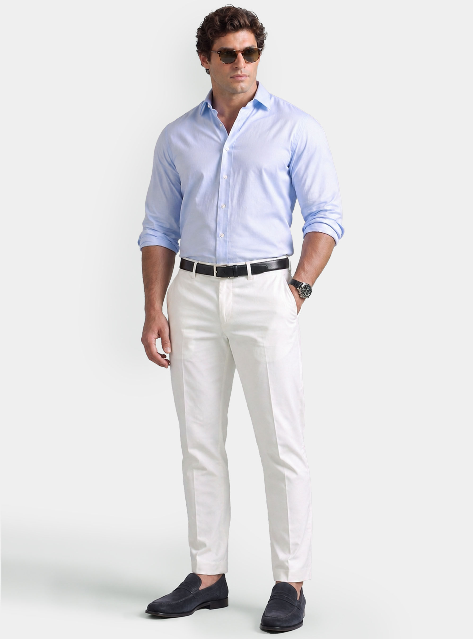 Camicia custom fit in popeline di cotone