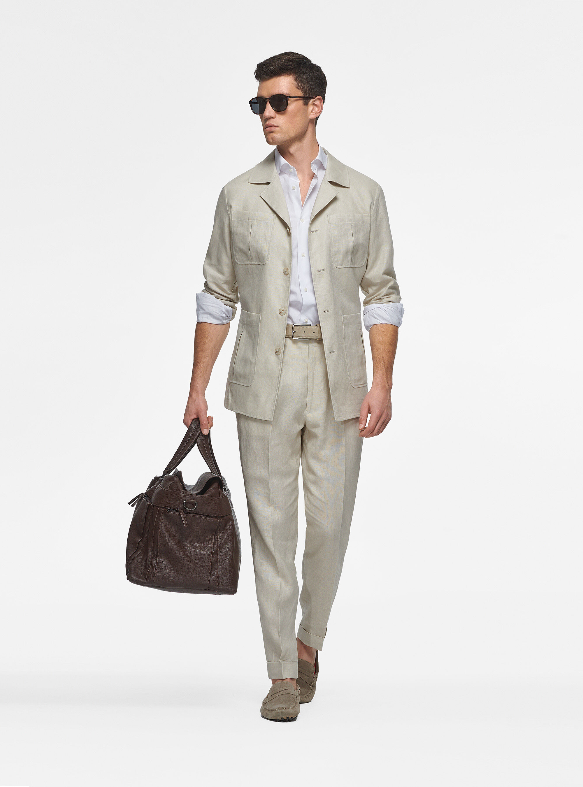 Field jacket in pure linen, ECRU