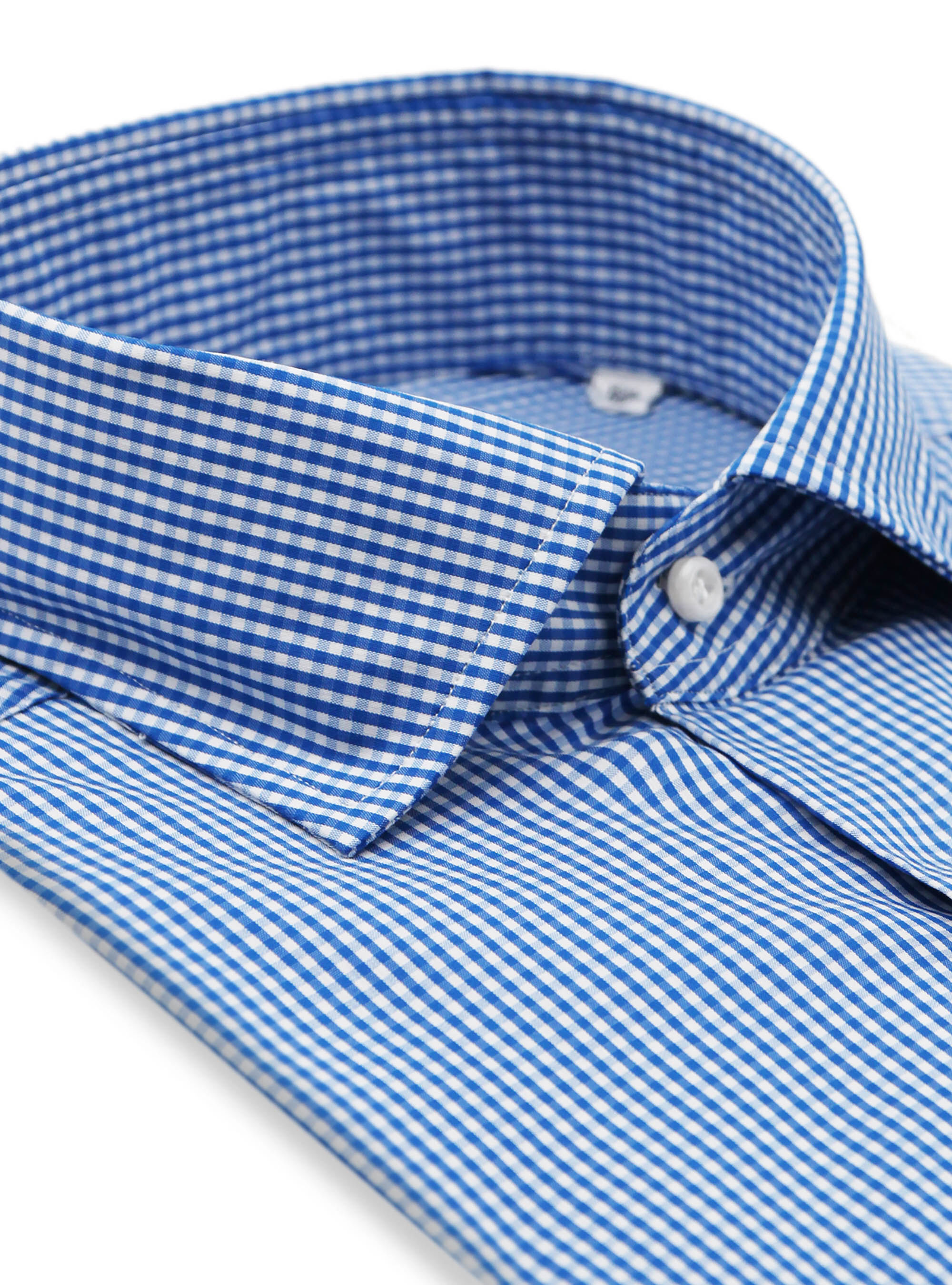 Camicia collo francese semi aperto in popeline di cotone stretch a quadri
