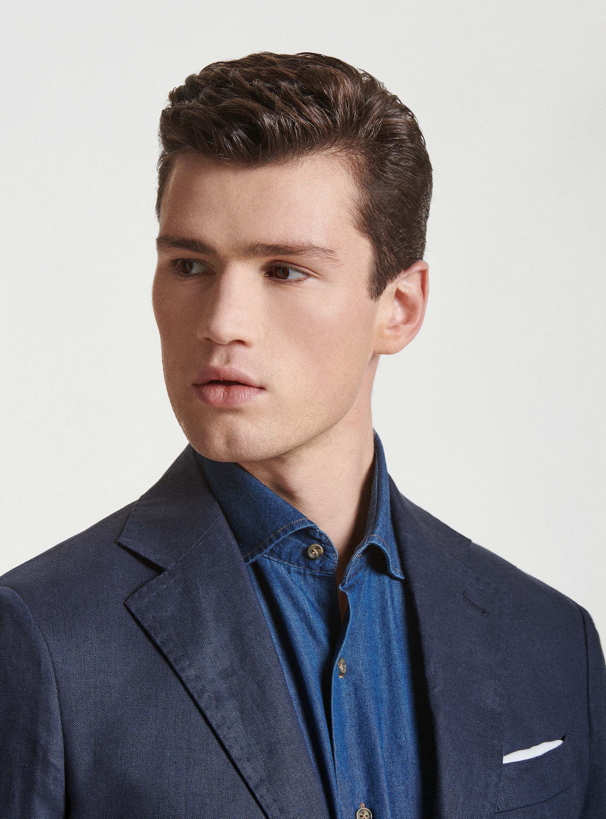 Anzugjacke aus reinem Leinen, NAVY 0218C