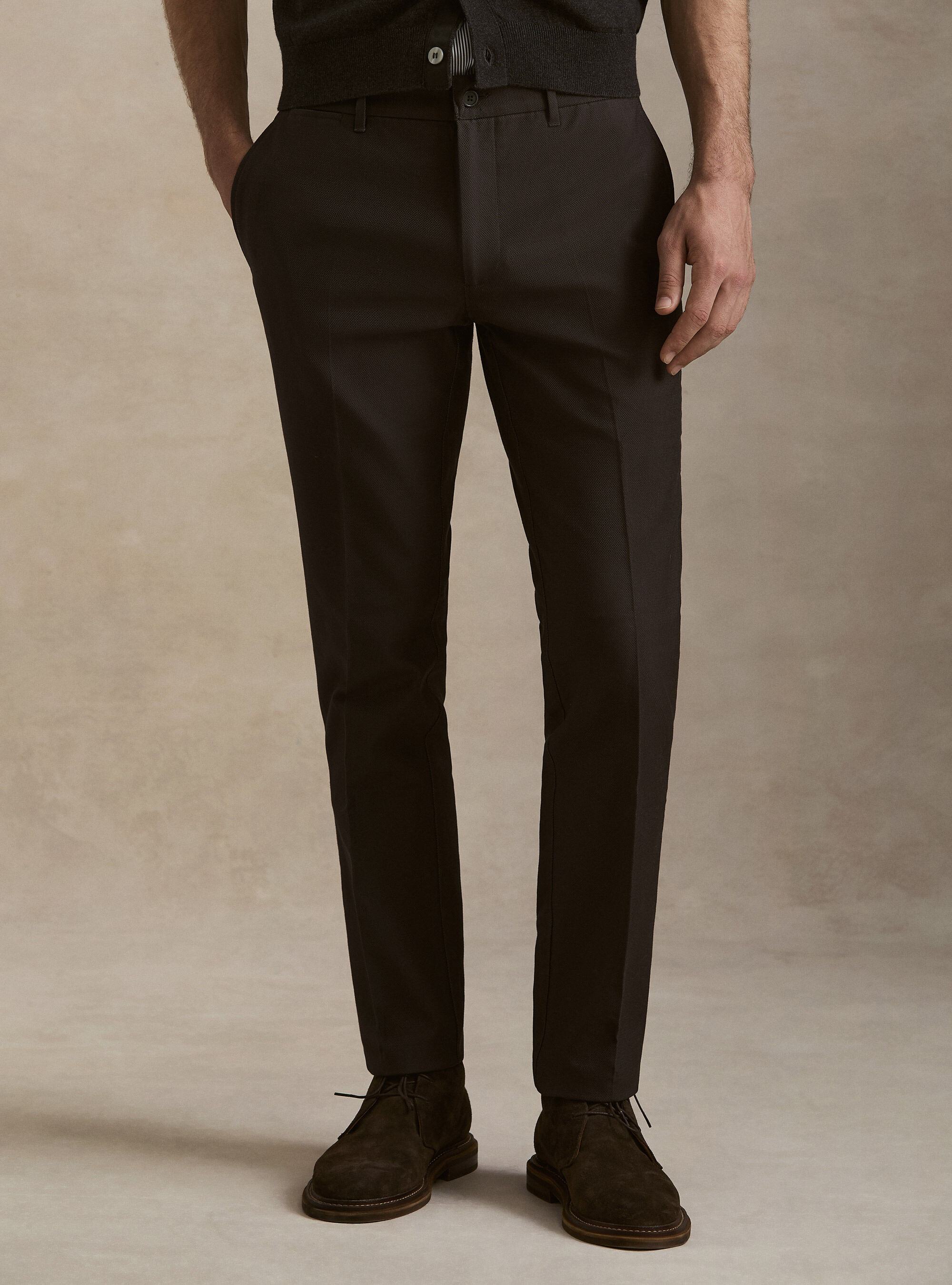 Textured cotton chino trousers