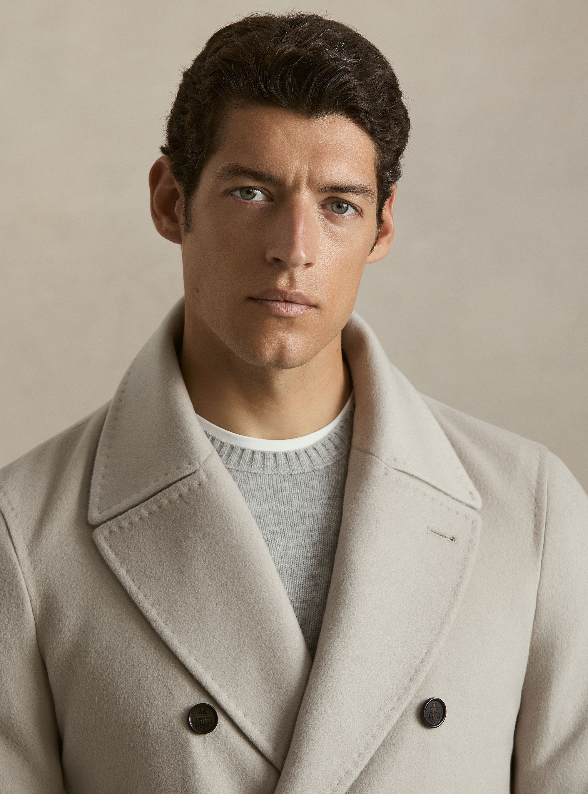 Peacoat de lana y cachemira, ECRU 0536C