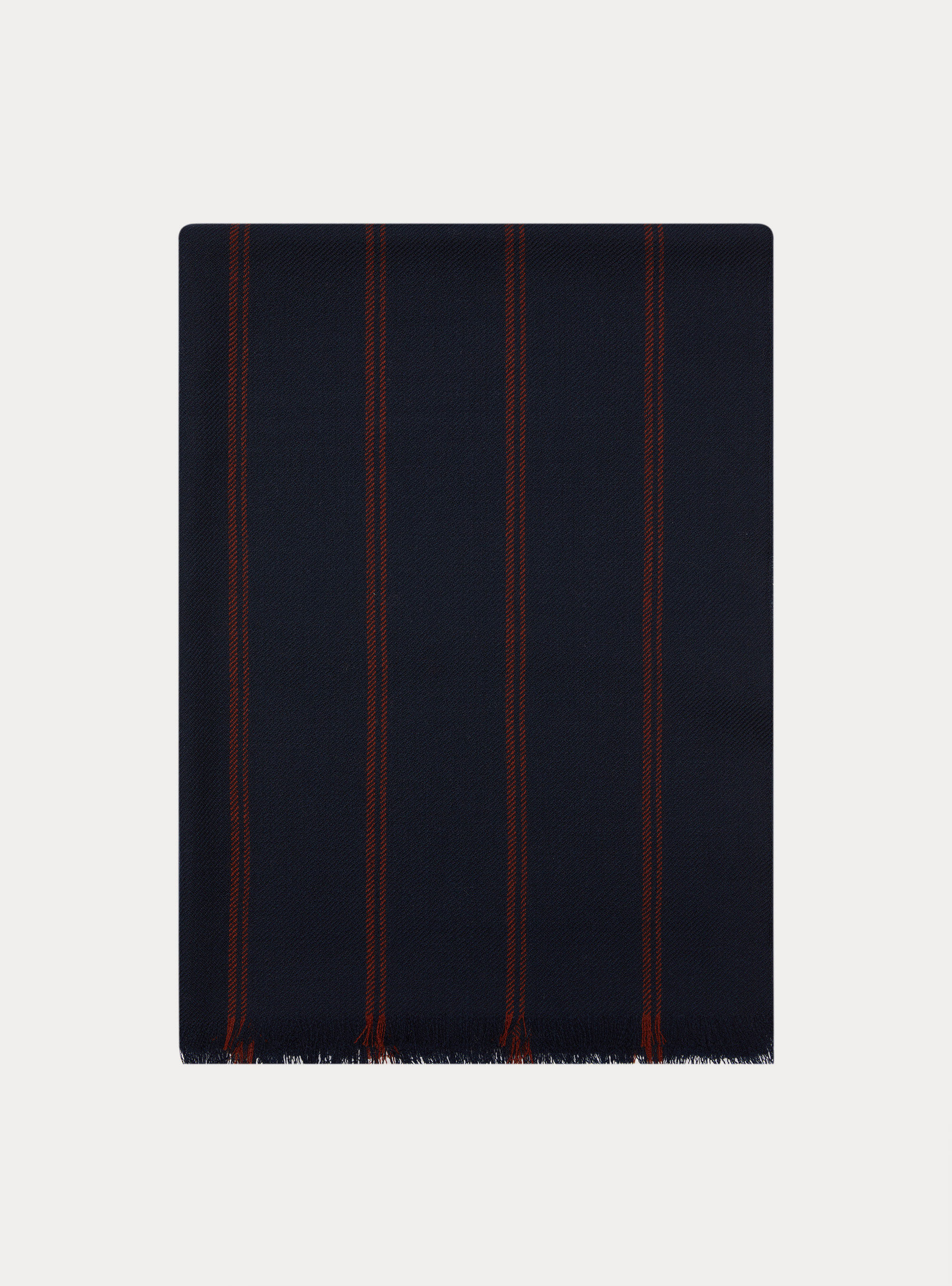 Sciarpa leggera in lana a righe, NAVY/BORDEAUX B054