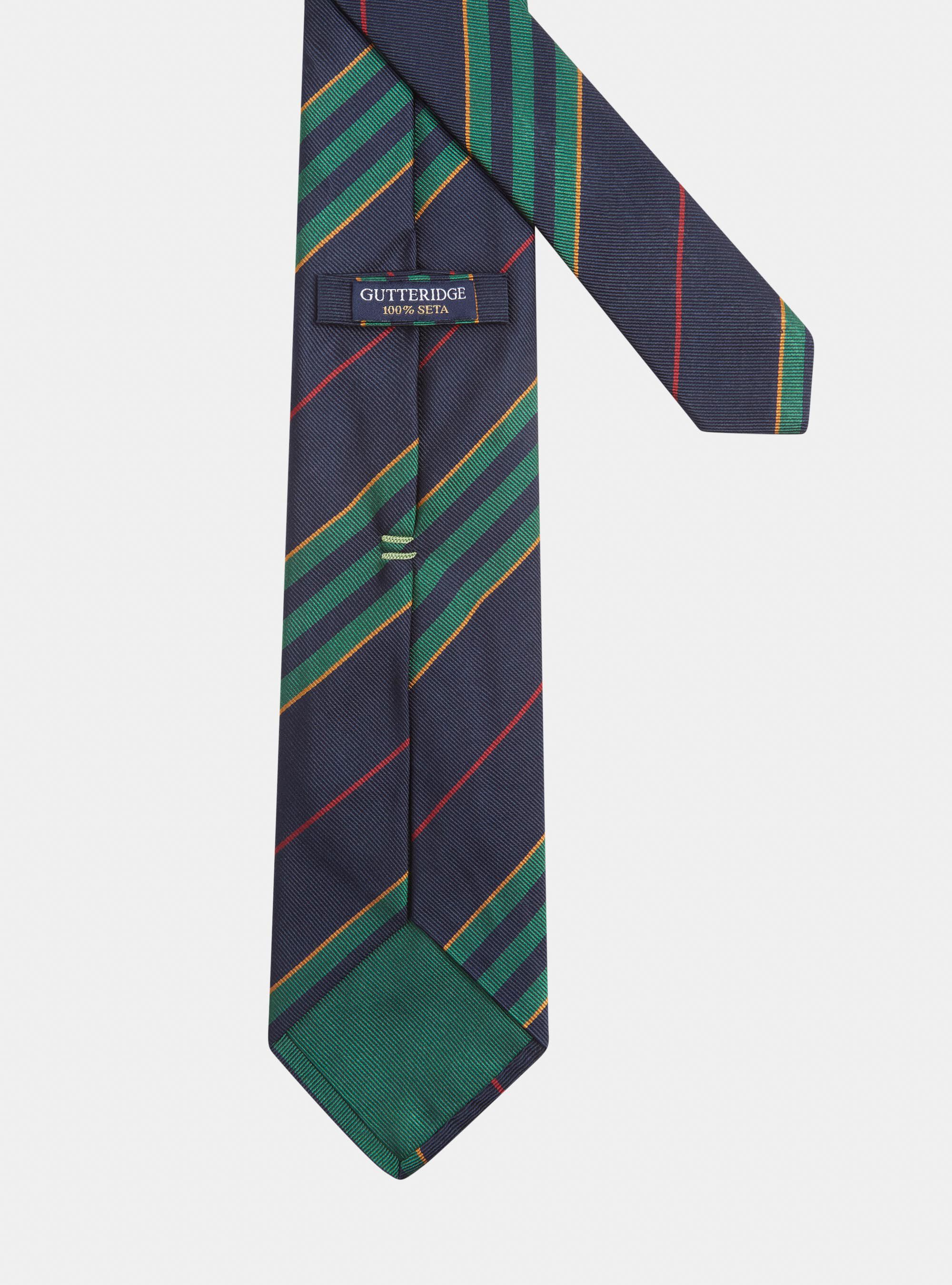 Cravate en soie ray&eacute;e, BLEU MARINE