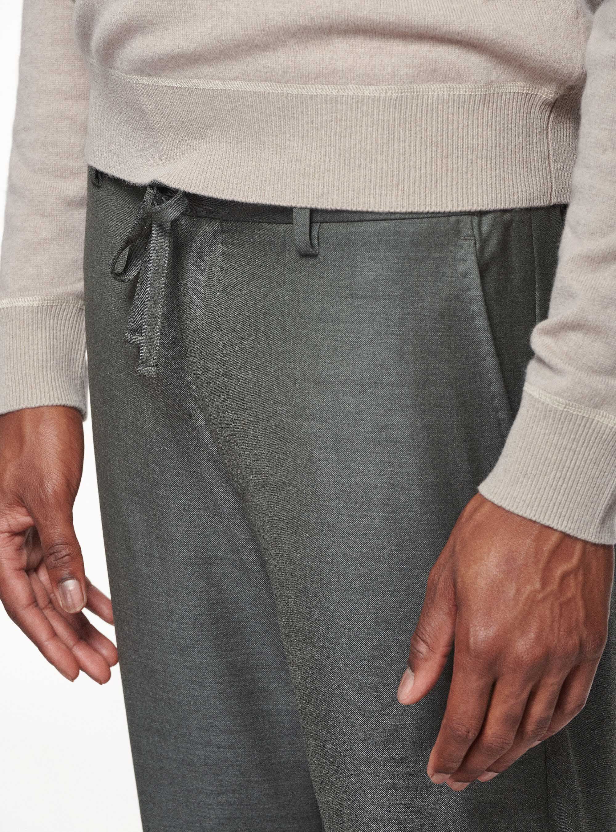 Pure wool drawstring trousers