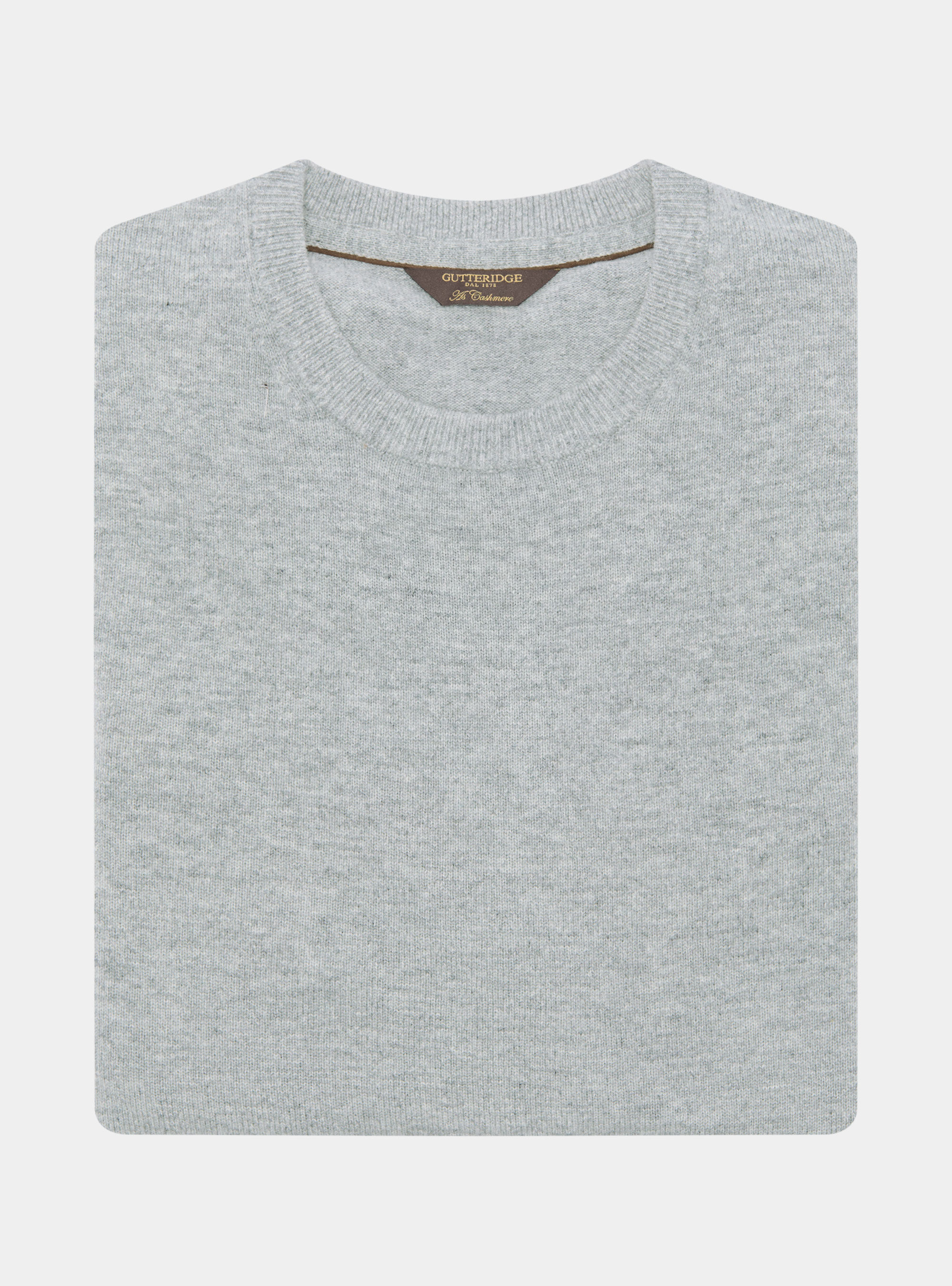 Lambswool and cashmere crewneck sweater, LIGHT GREY MELANGE