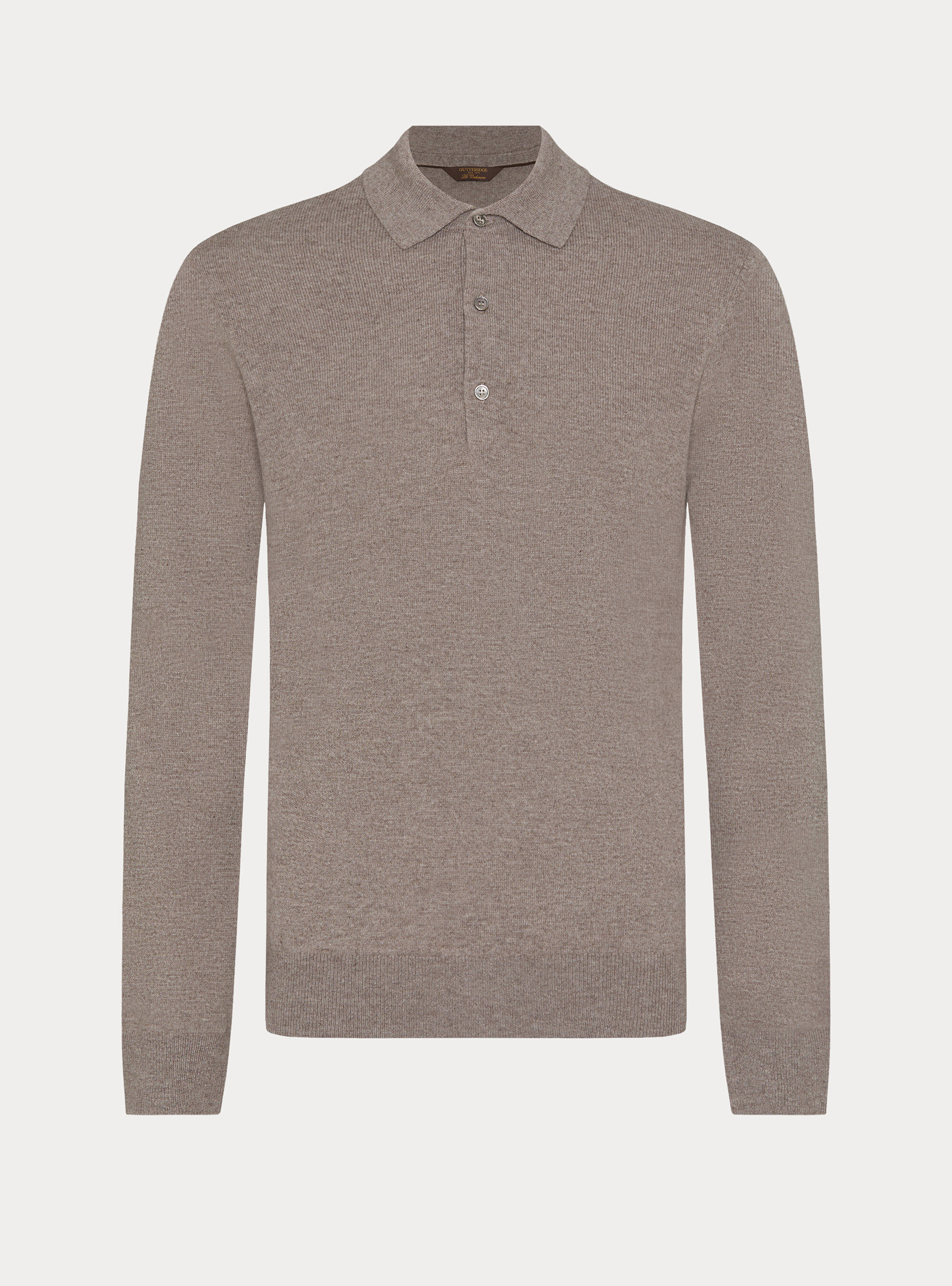 Maglia a polo in lana e cashmere, TORTORA 0542C