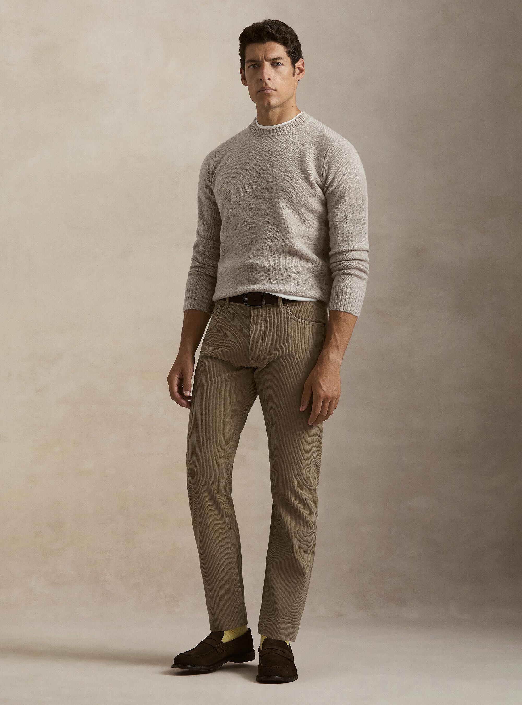 Pantaloni 5 tasche in velluto, SABBIA