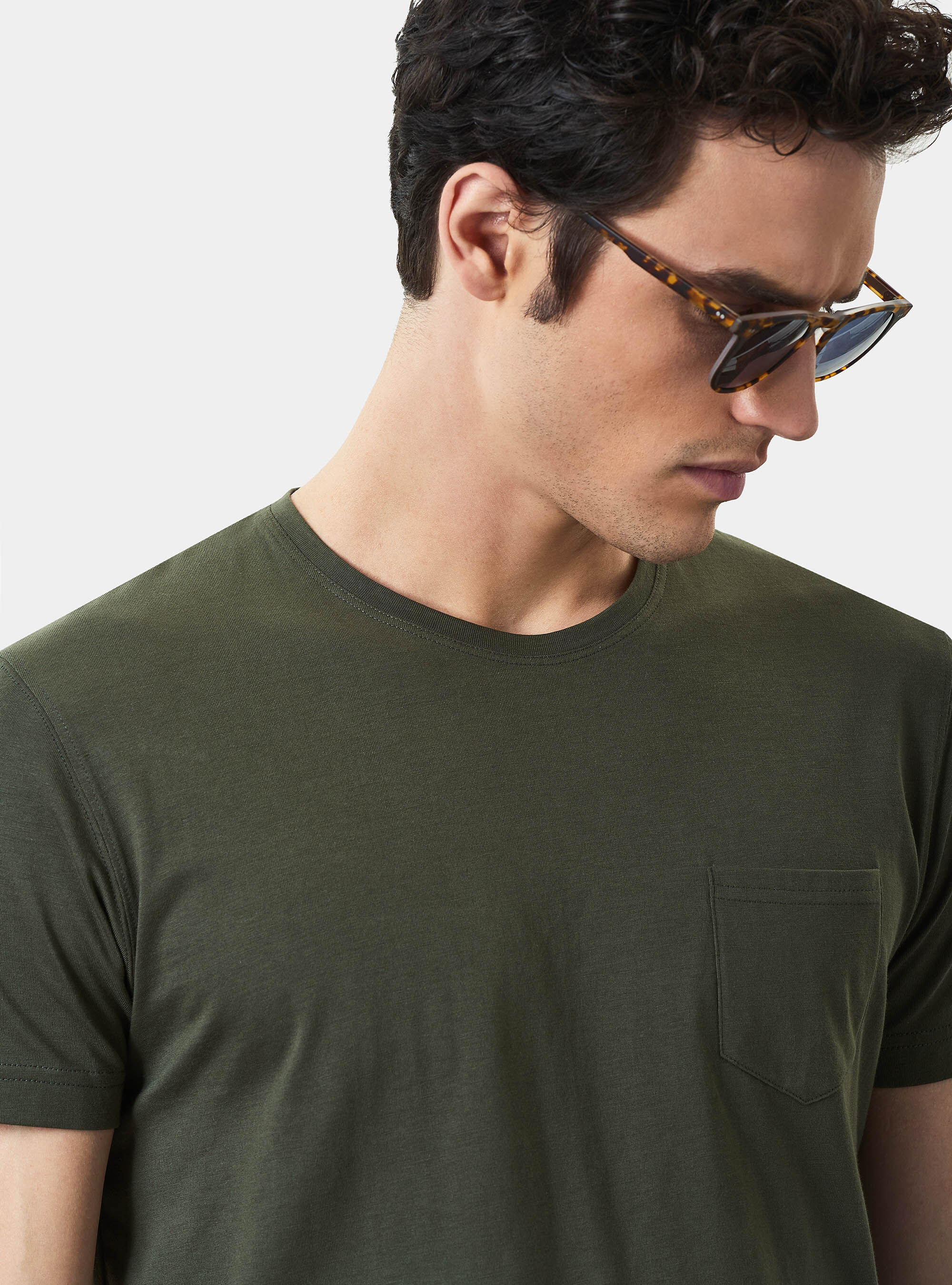 Maglietta con taschino in jersey di Cotone Supima, 0641C OLIVA