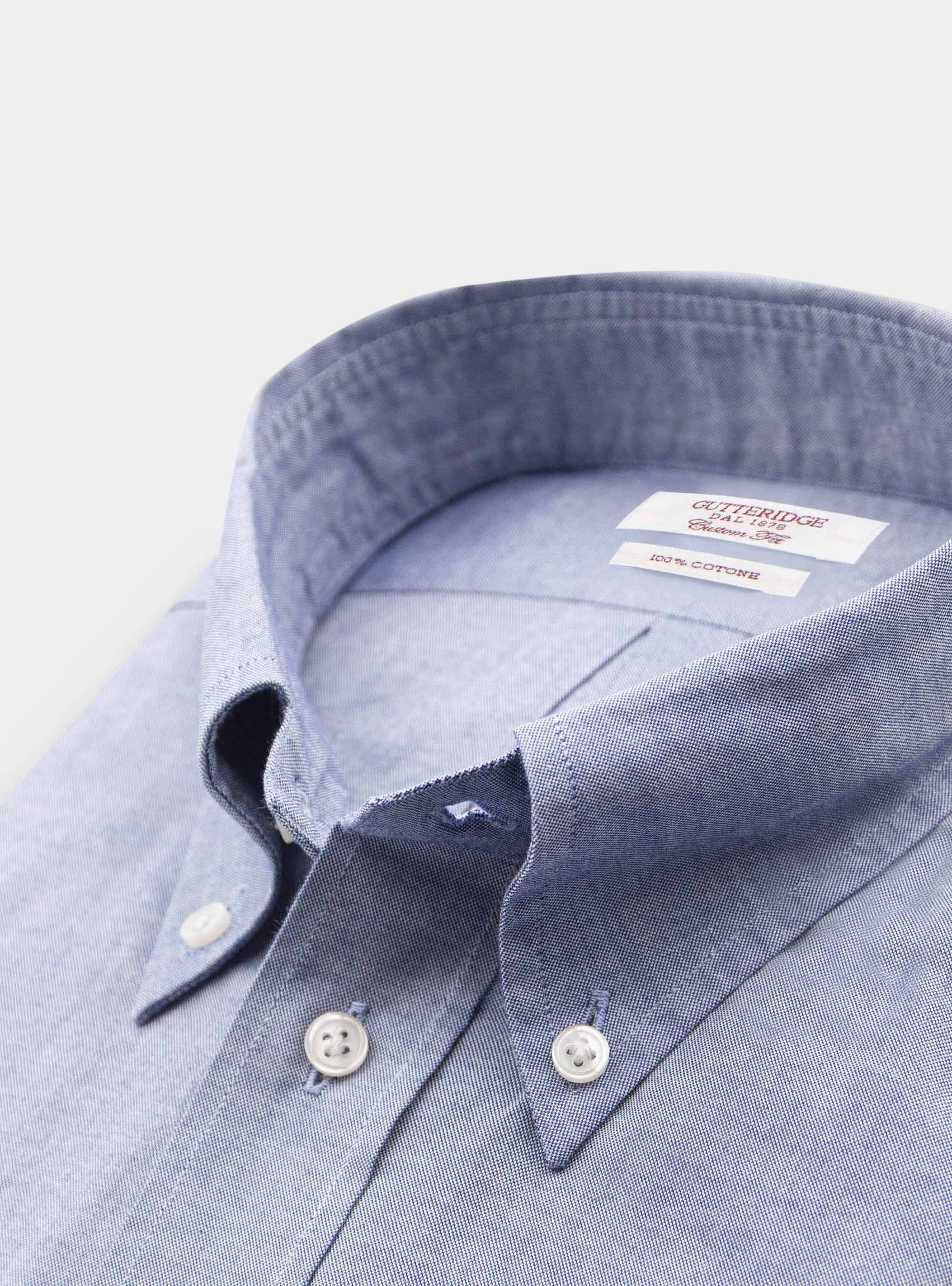 Camicia custom collo button down in oxford, BLU