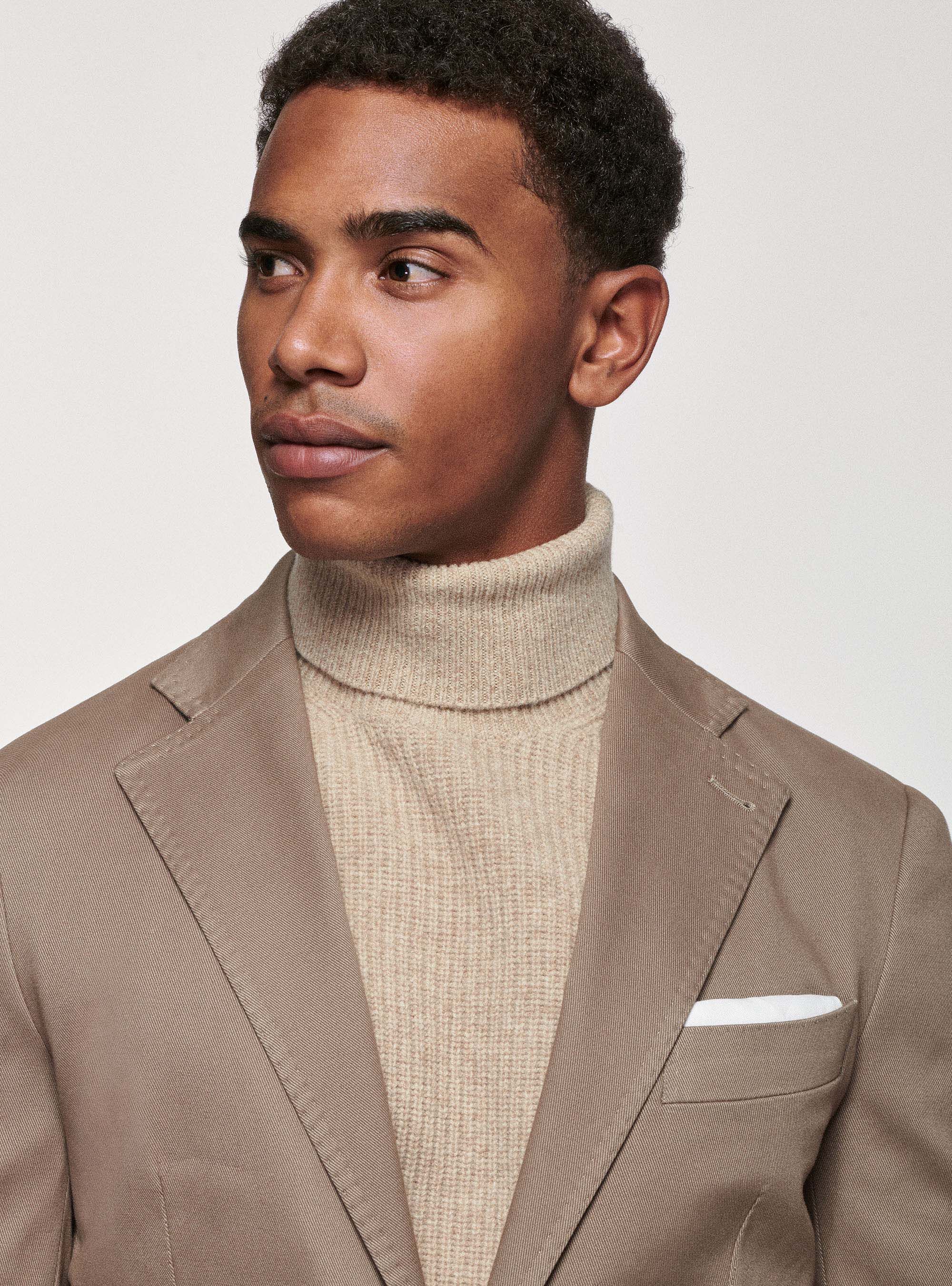 High neck hotsell sweater with blazer