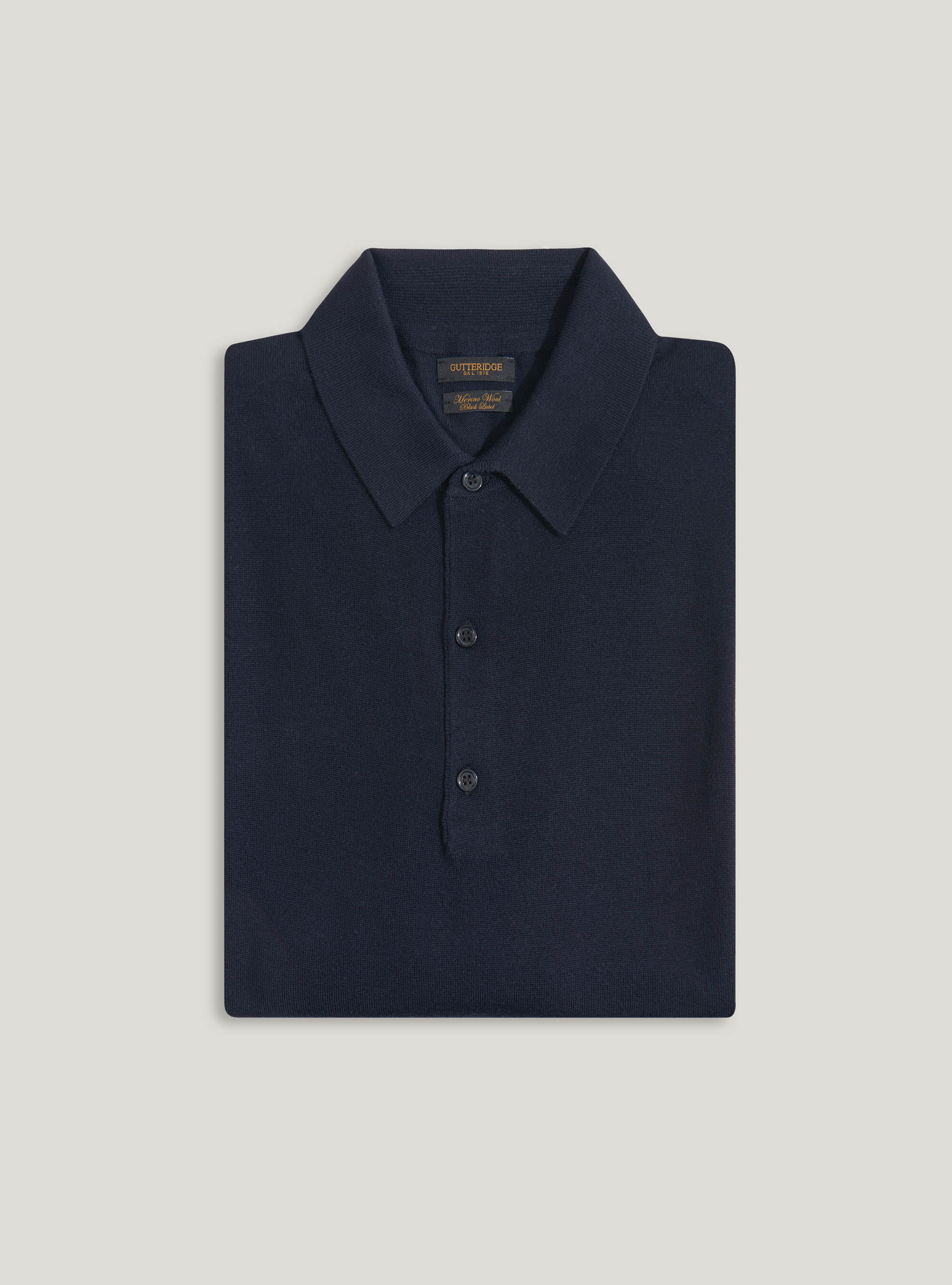 Merino wool knitted polo shirt, NAVY BLUE