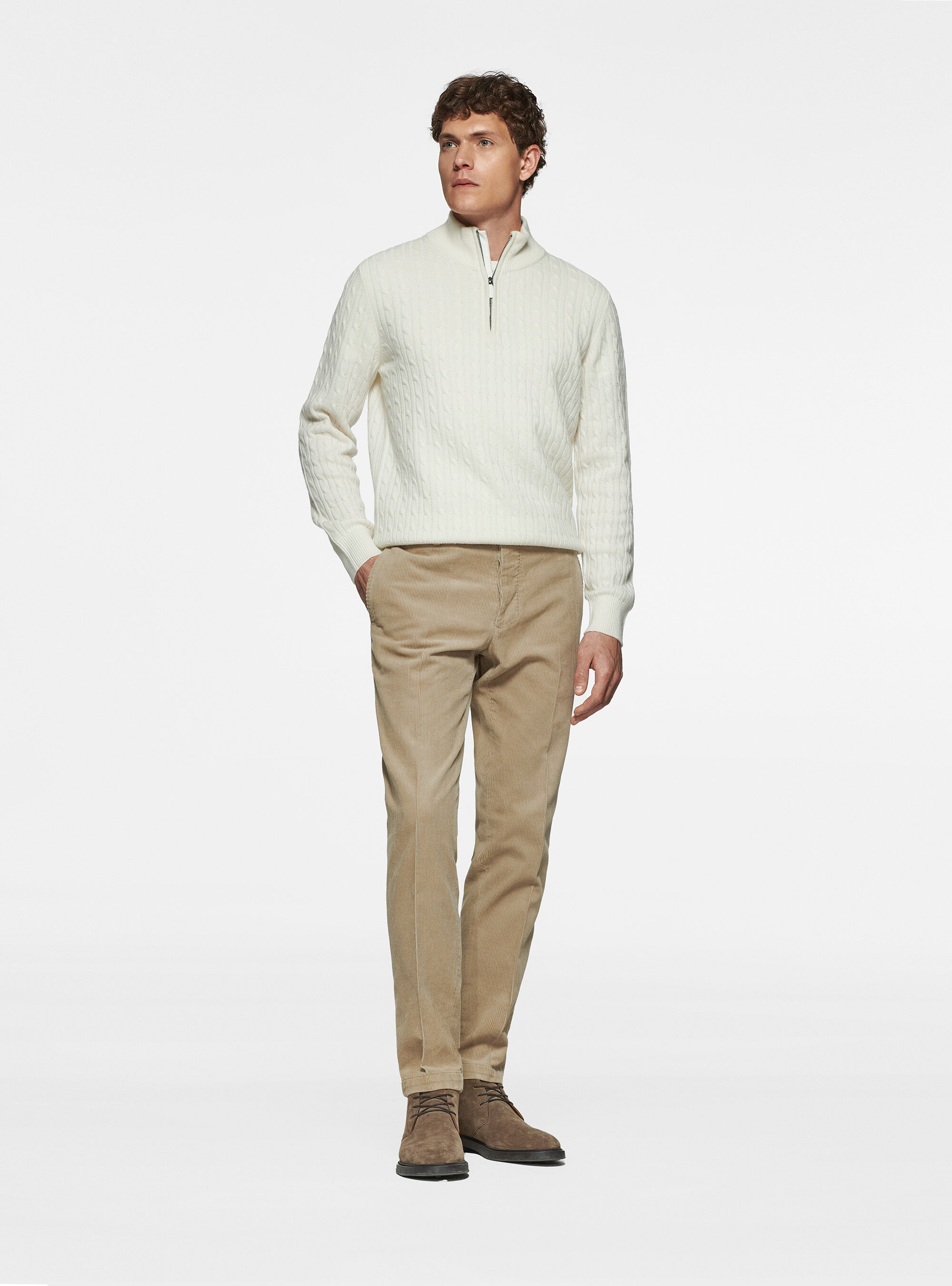 Wool and cashmere mock neck sweater with braids Gutteridge Men s Sweaters
