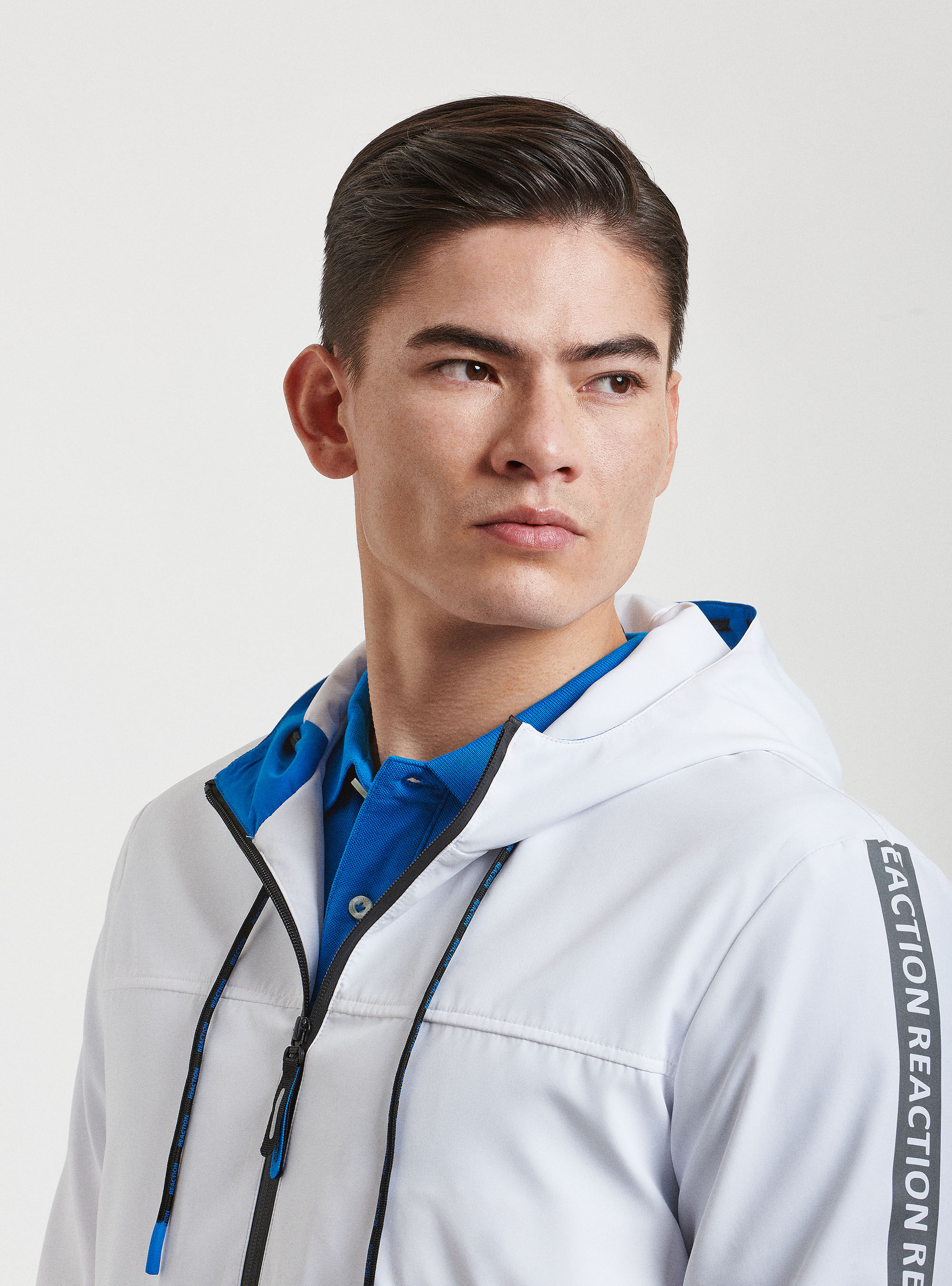 Technical jacket with reflective side bands, WHITE