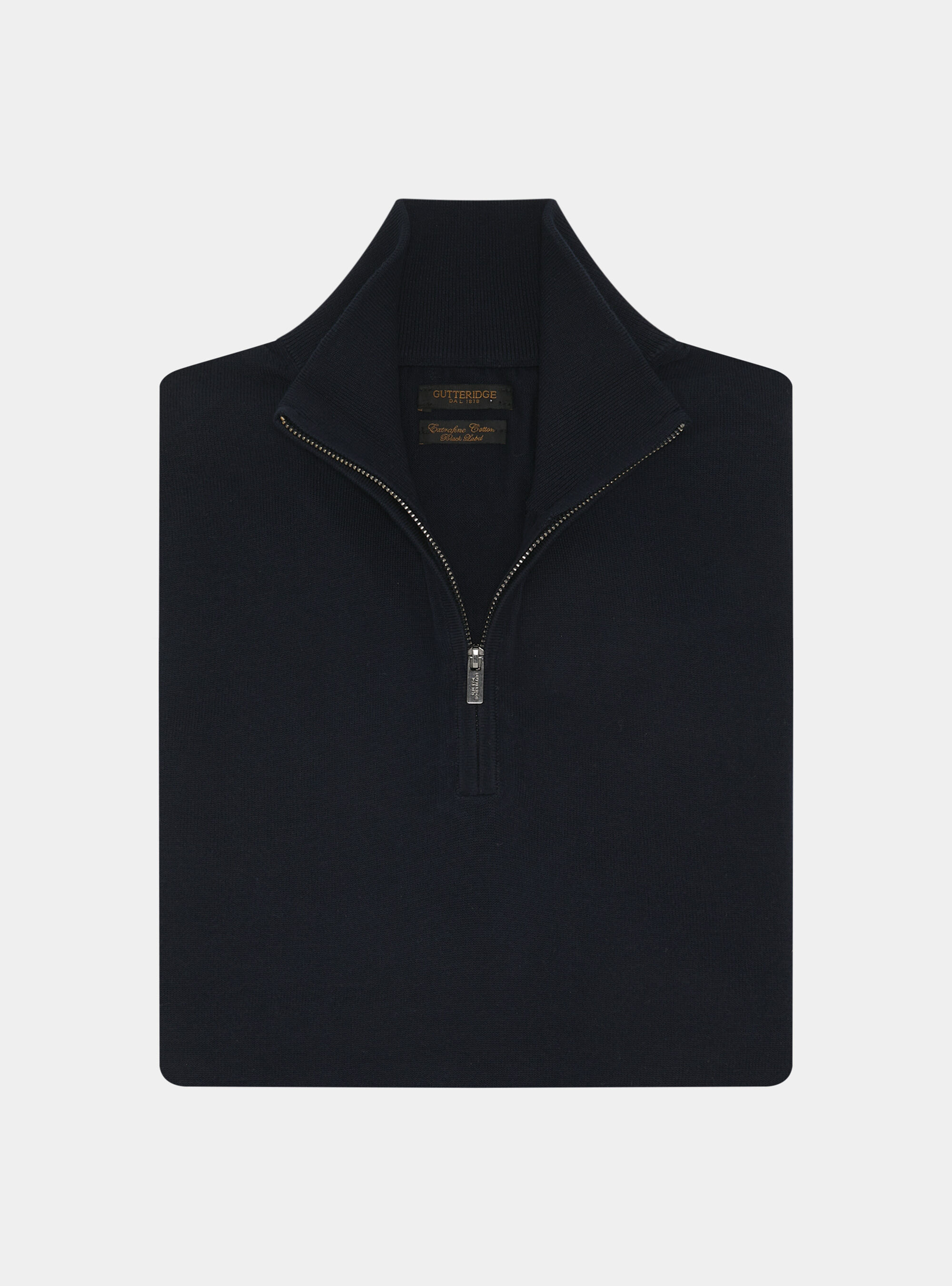 Extrafeiner Baumwoll-Jersey mit halbem Rei&szlig;verschluss, NAVY 0218C