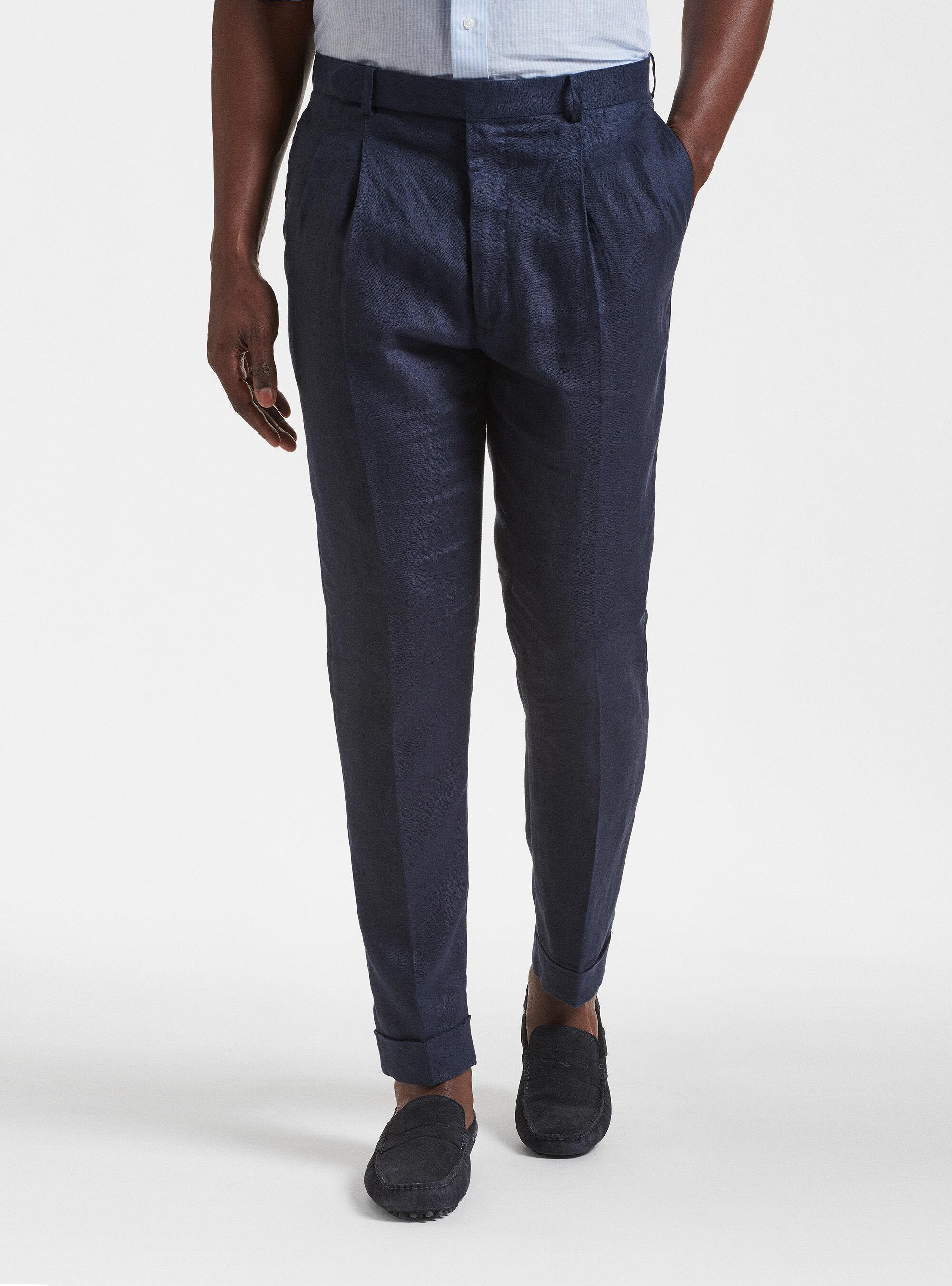 Pantalon en lin a double pinces Gutteridge Homme