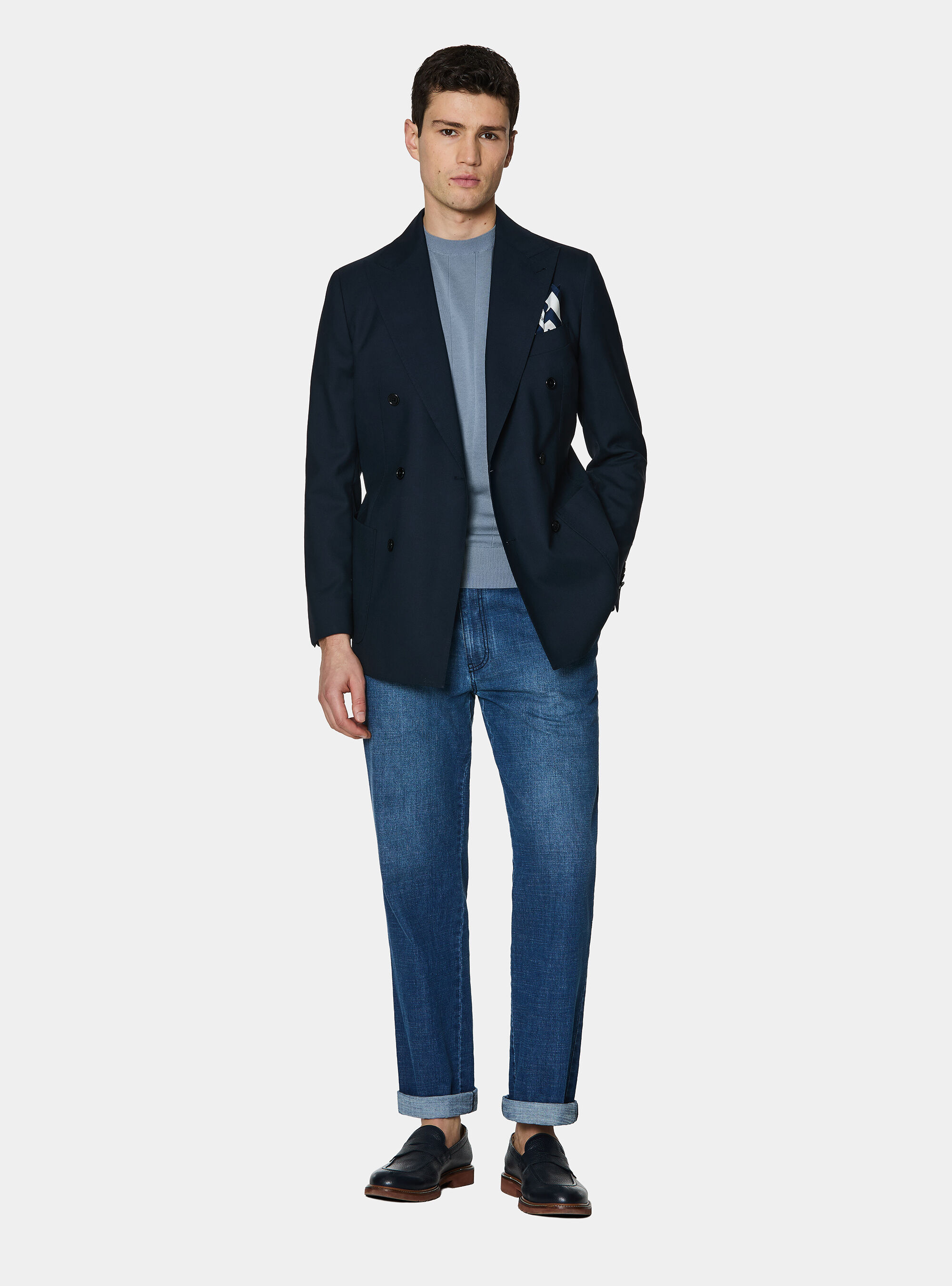 Zweireihige Jacke aus reiner Wolle von Vitale Barberis Canonico, NAVY