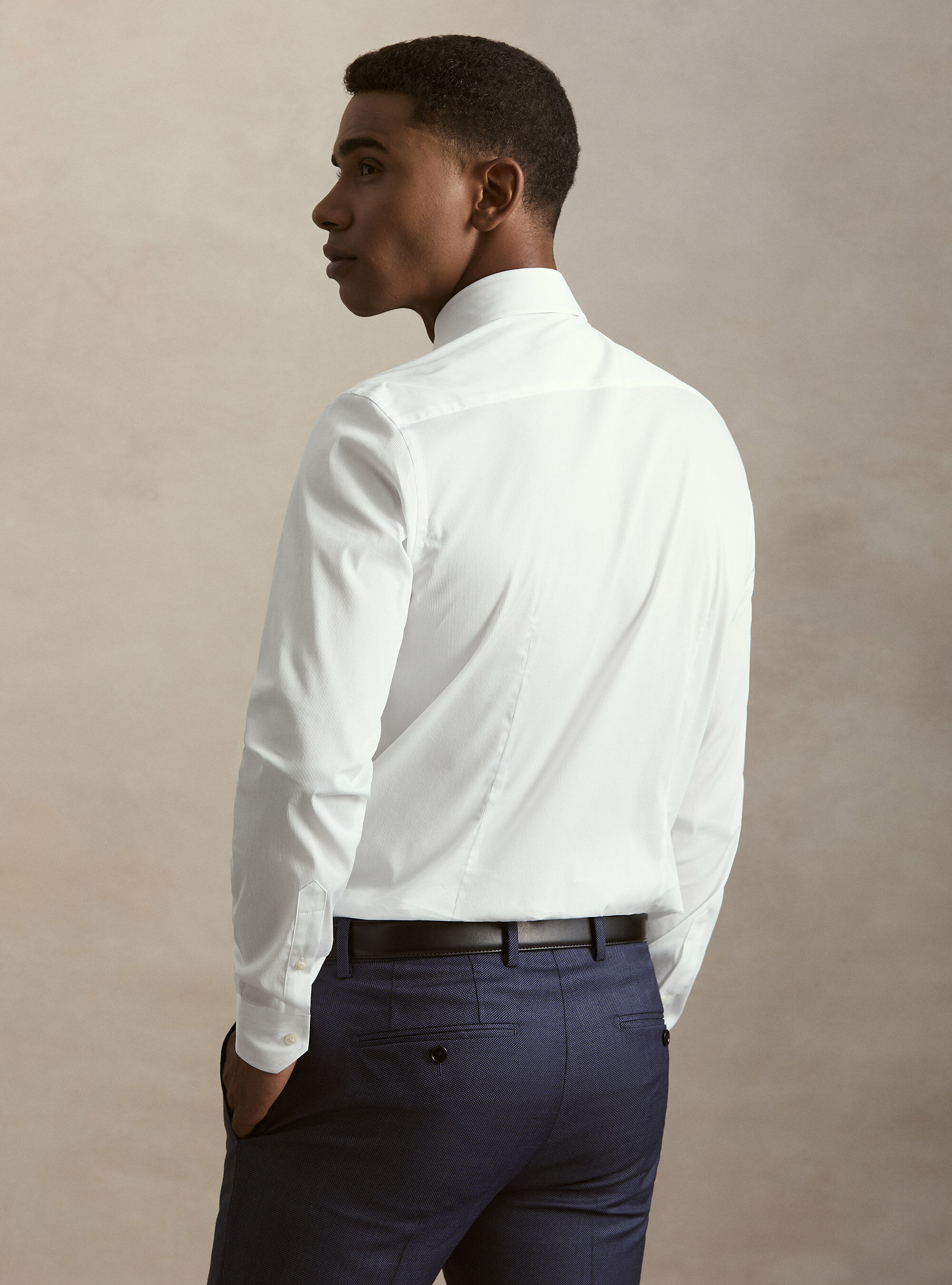 Stretch piqu&eacute; shirt, WHITE