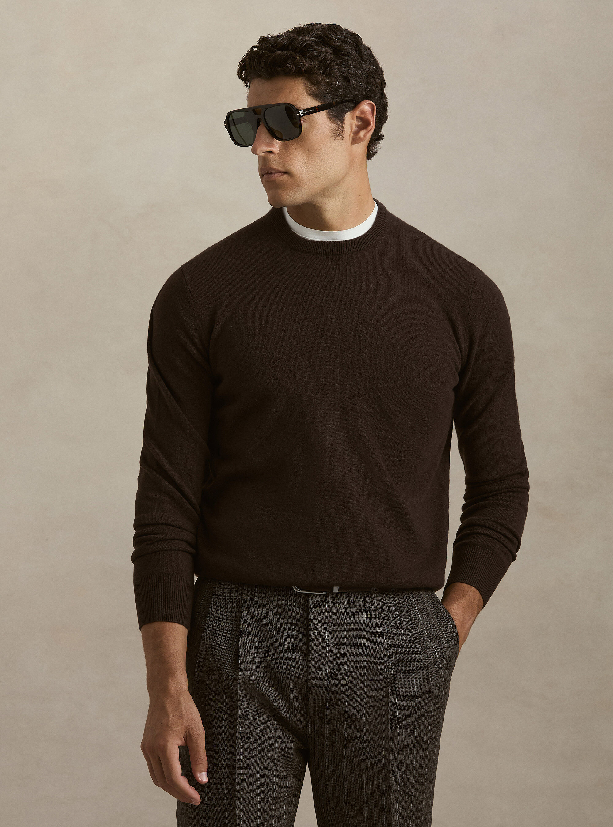 Lambswool and cashmere crewneck sweater