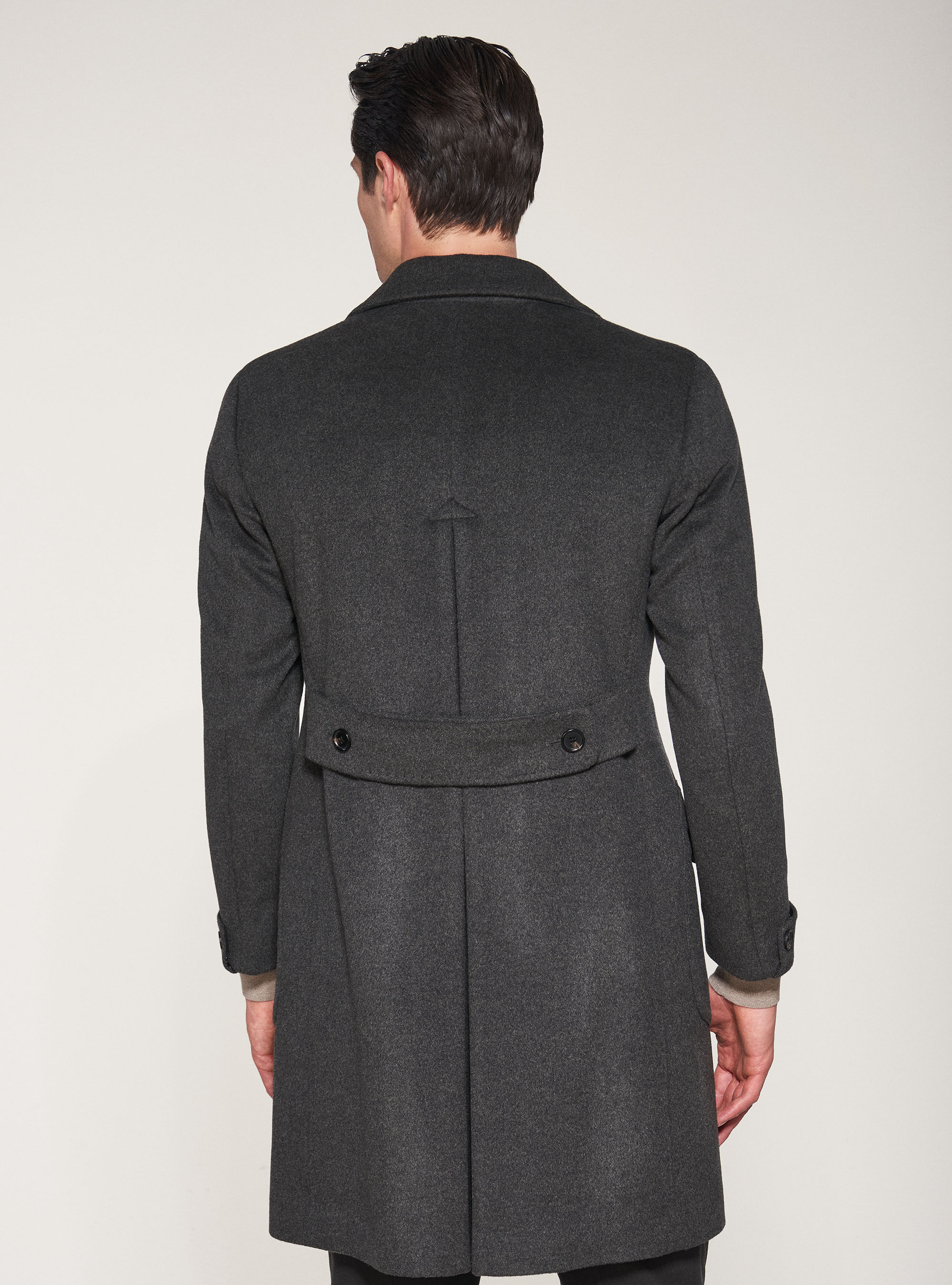 Abrigo de lana y cachemira de doble botonadura, VERDE