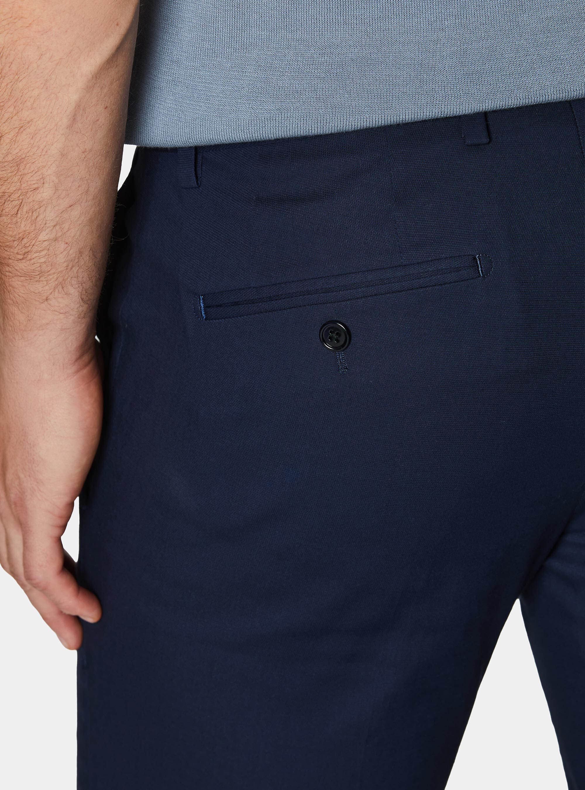 Pantaloni abito in cotone, BLU NAVY