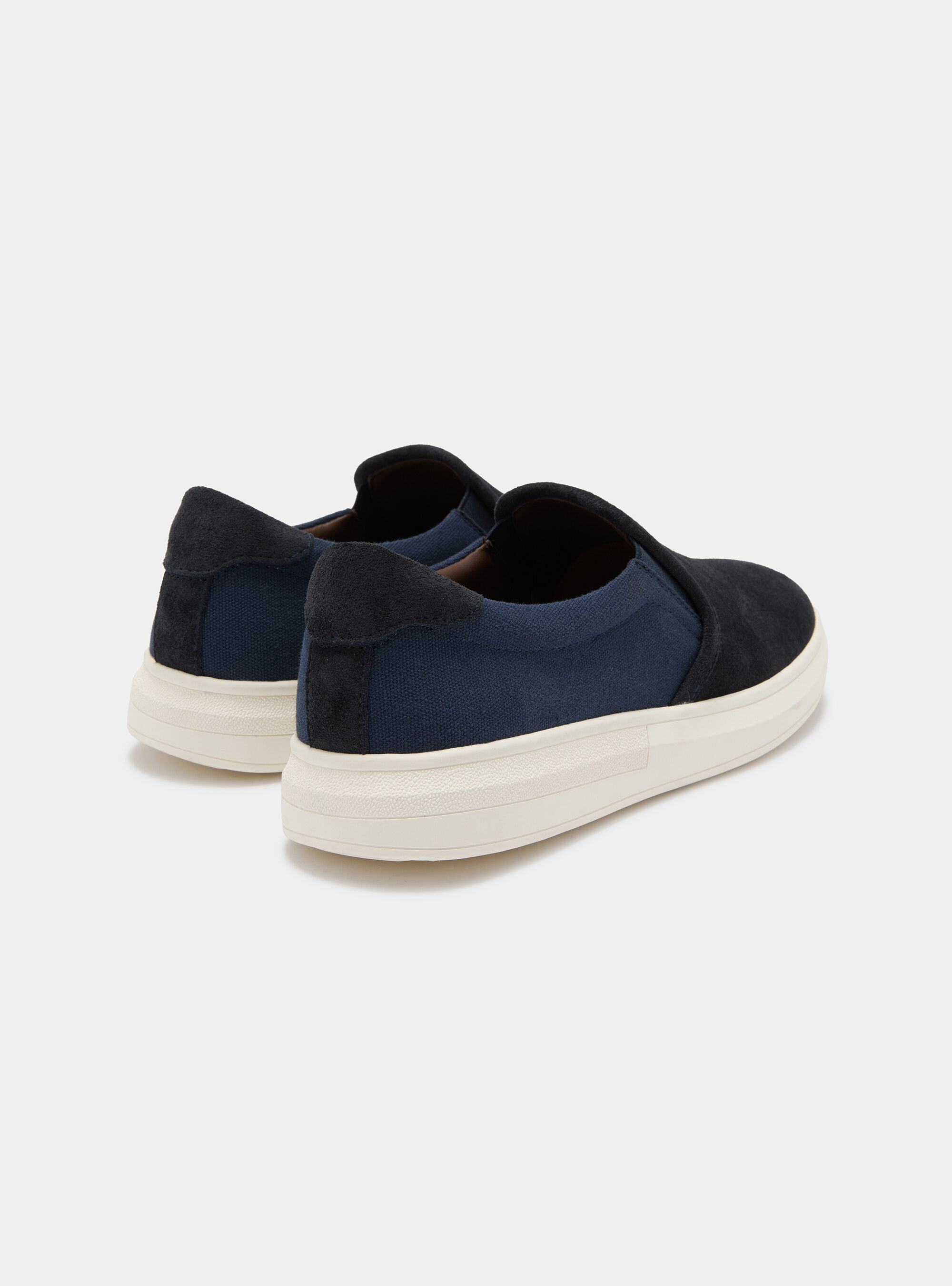 Slip on in suede e canvas, AZUL MARINO