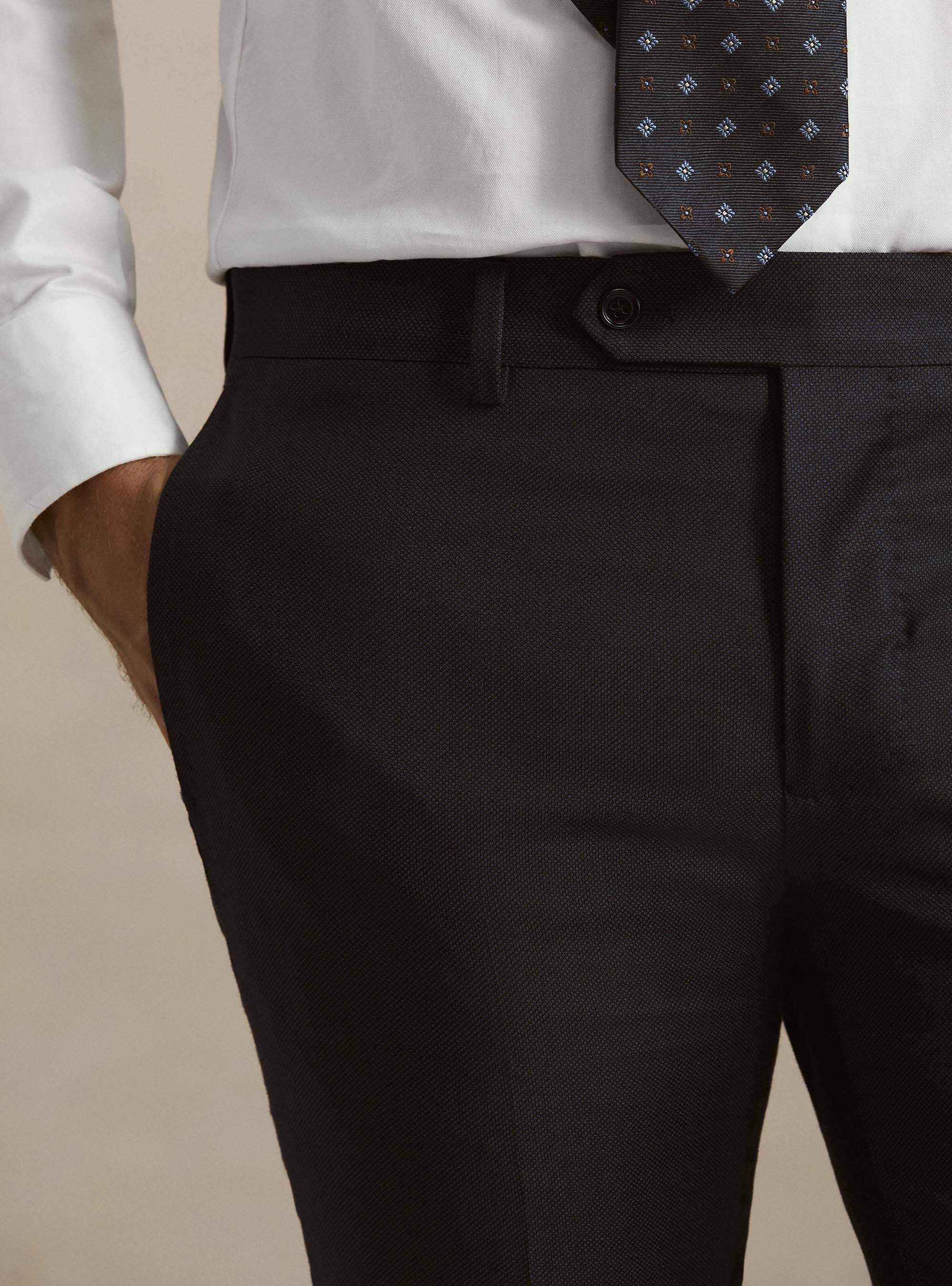 Pantaloni per abito in pura lana occhio di pernice Vitale Barberis Canonico, BLU NAVY