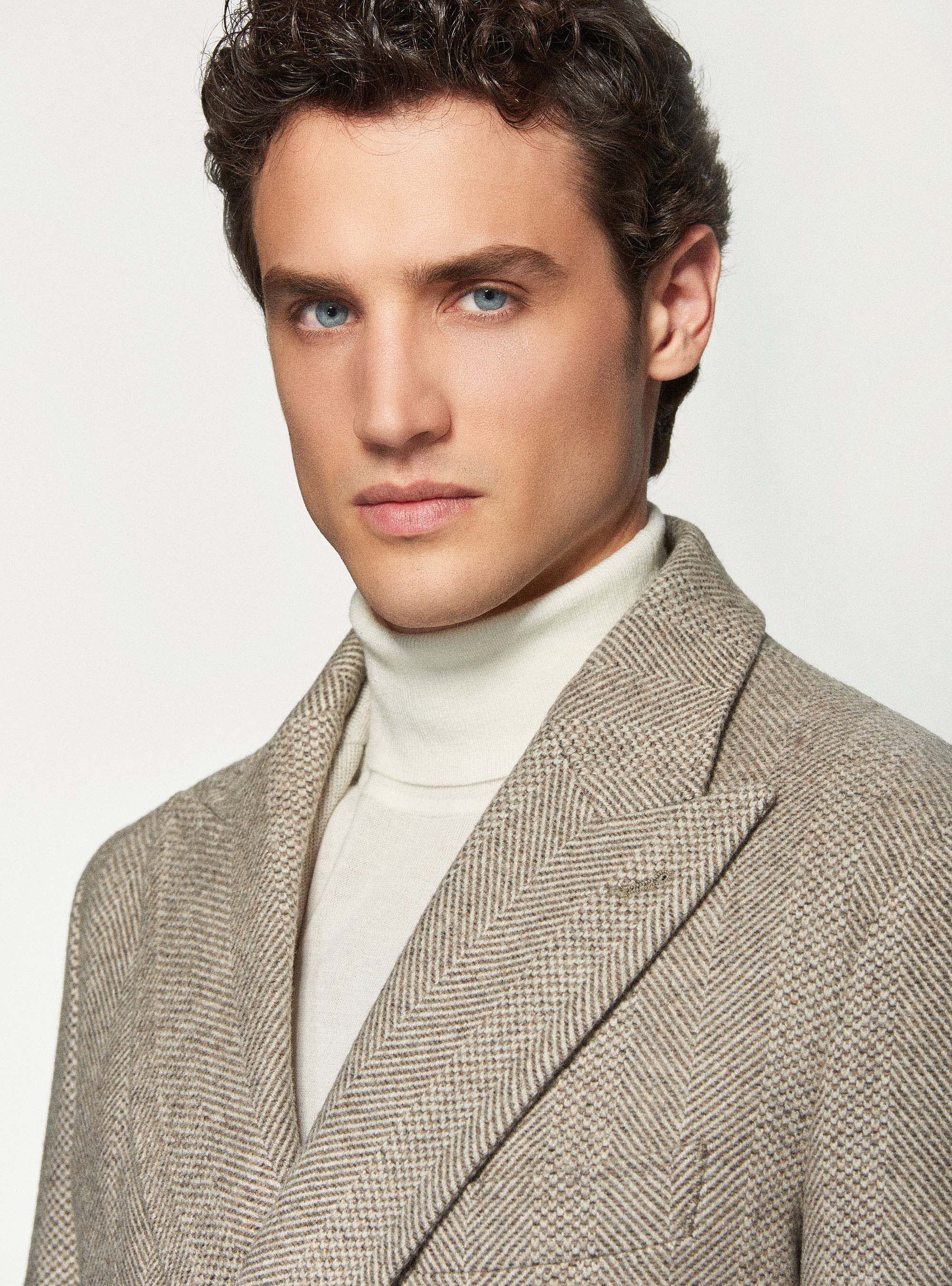 Herringbone blazer best sale wool blend coat