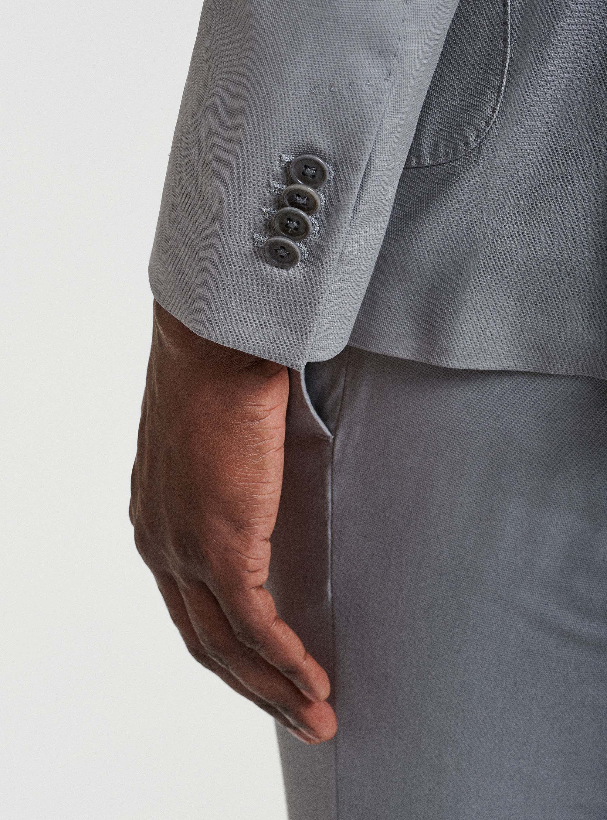 Armoured cotton suit blazer, LIGHT GREY MELANGE