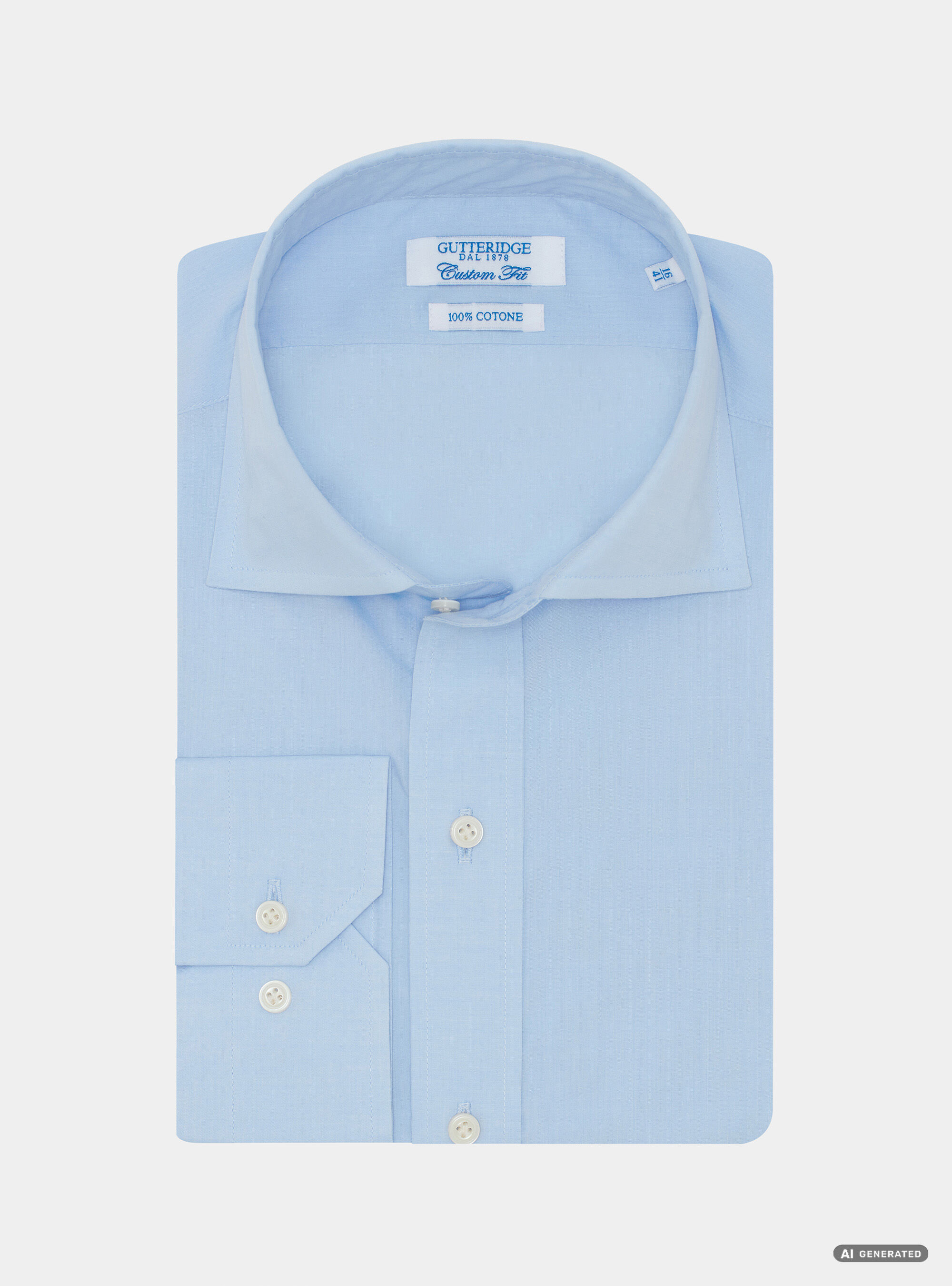 Custom-fit cotton poplin shirt, LIGHT BLUE