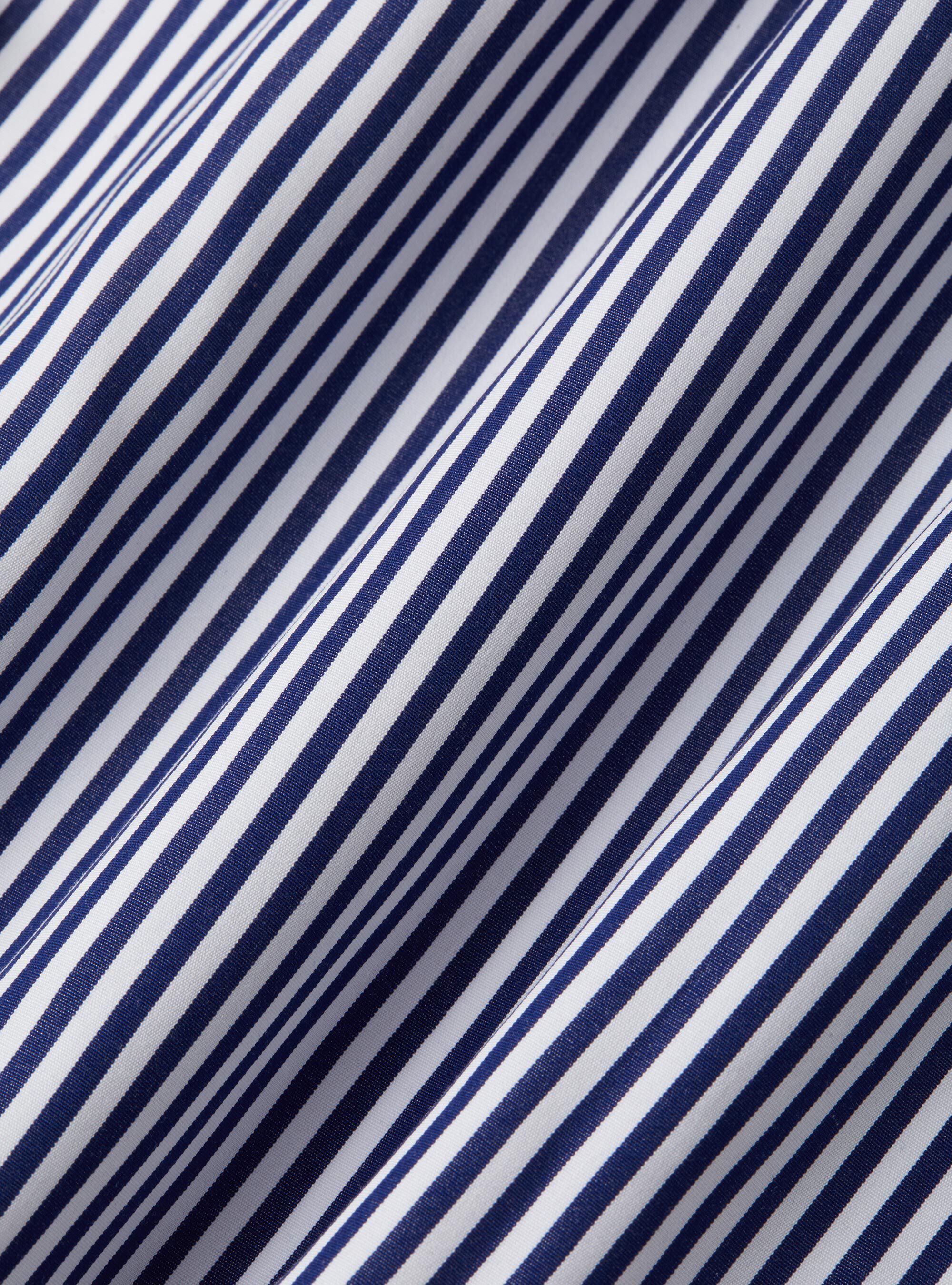 Camicia rigata cotone popeline collo semifrancese, AZUL MARINO