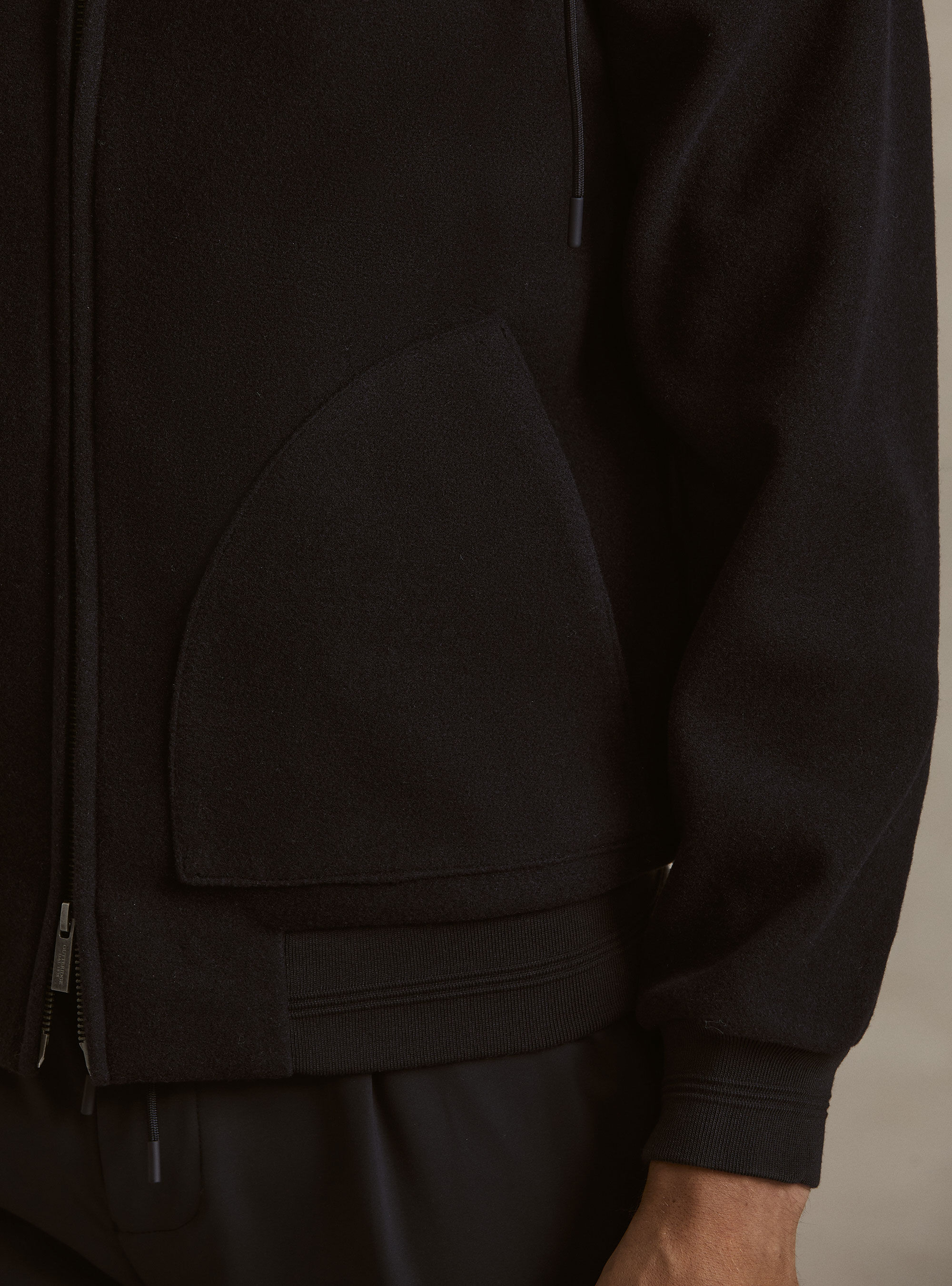 Giubbino in panno stretch con cappuccio, BLU NAVY