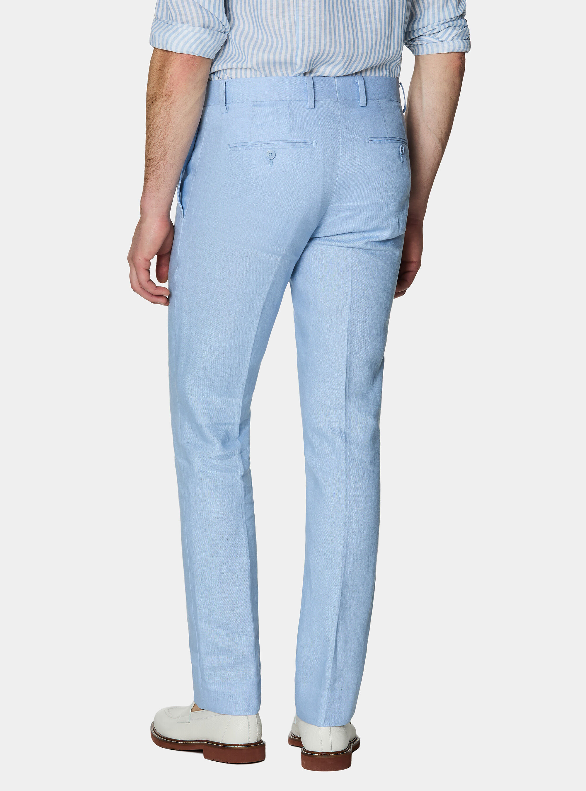 Pure linen suit trousers, 0266C AZZURRO