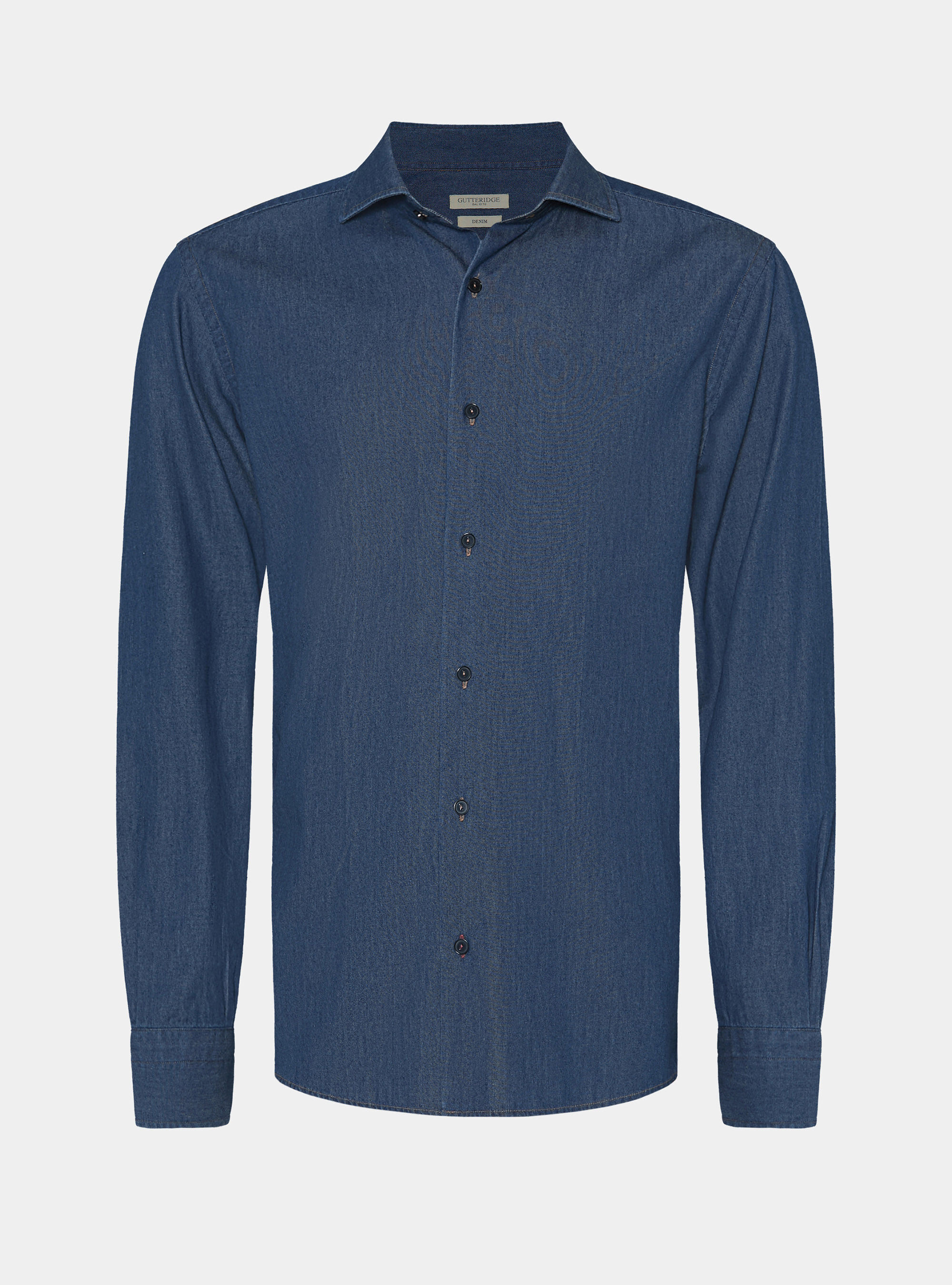 Camicia denim in cotone chambray, BLU NAVY